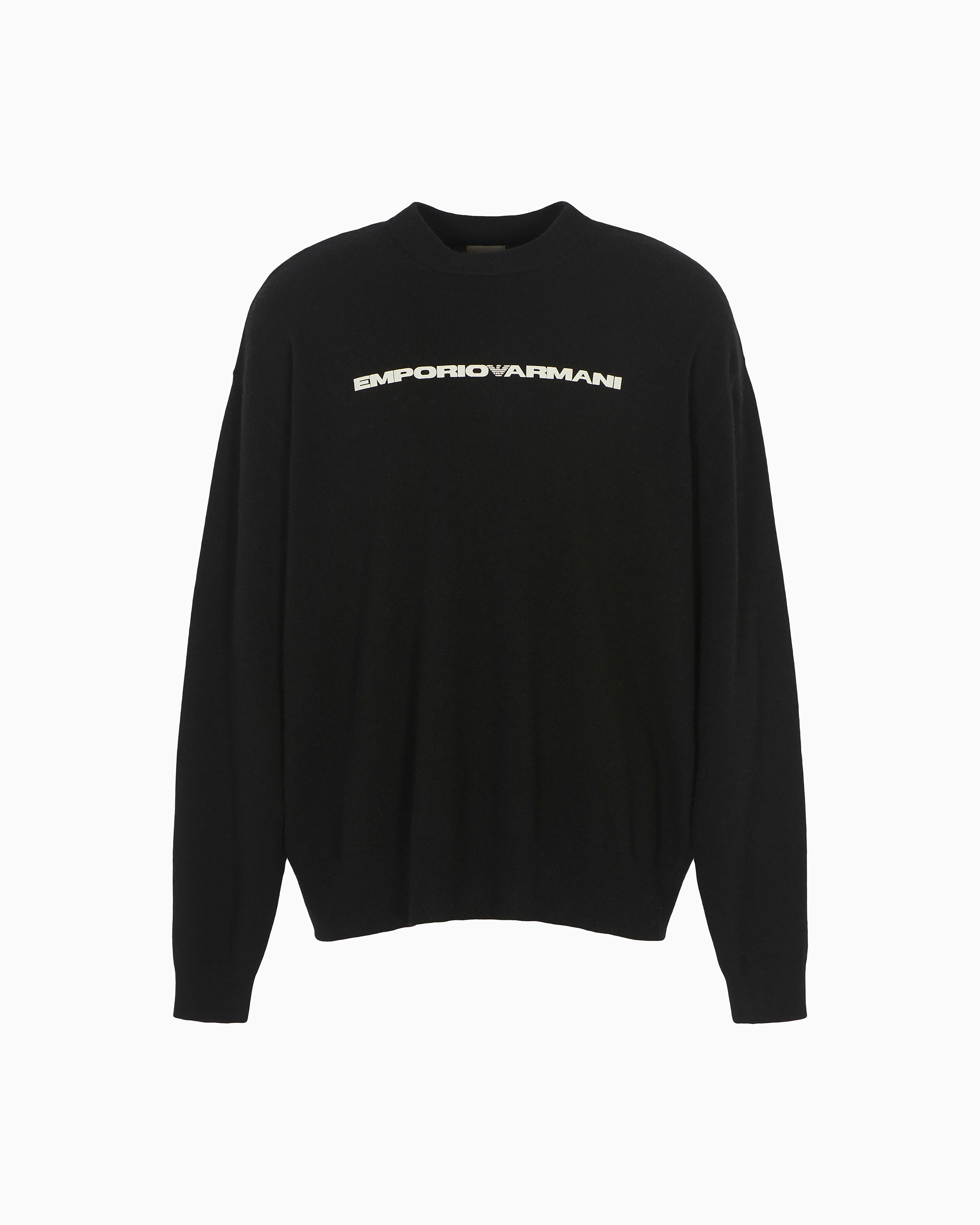 Emporio Armani - ASV Capsule plain-knit wool-blend jumper, Man, Black, Size: