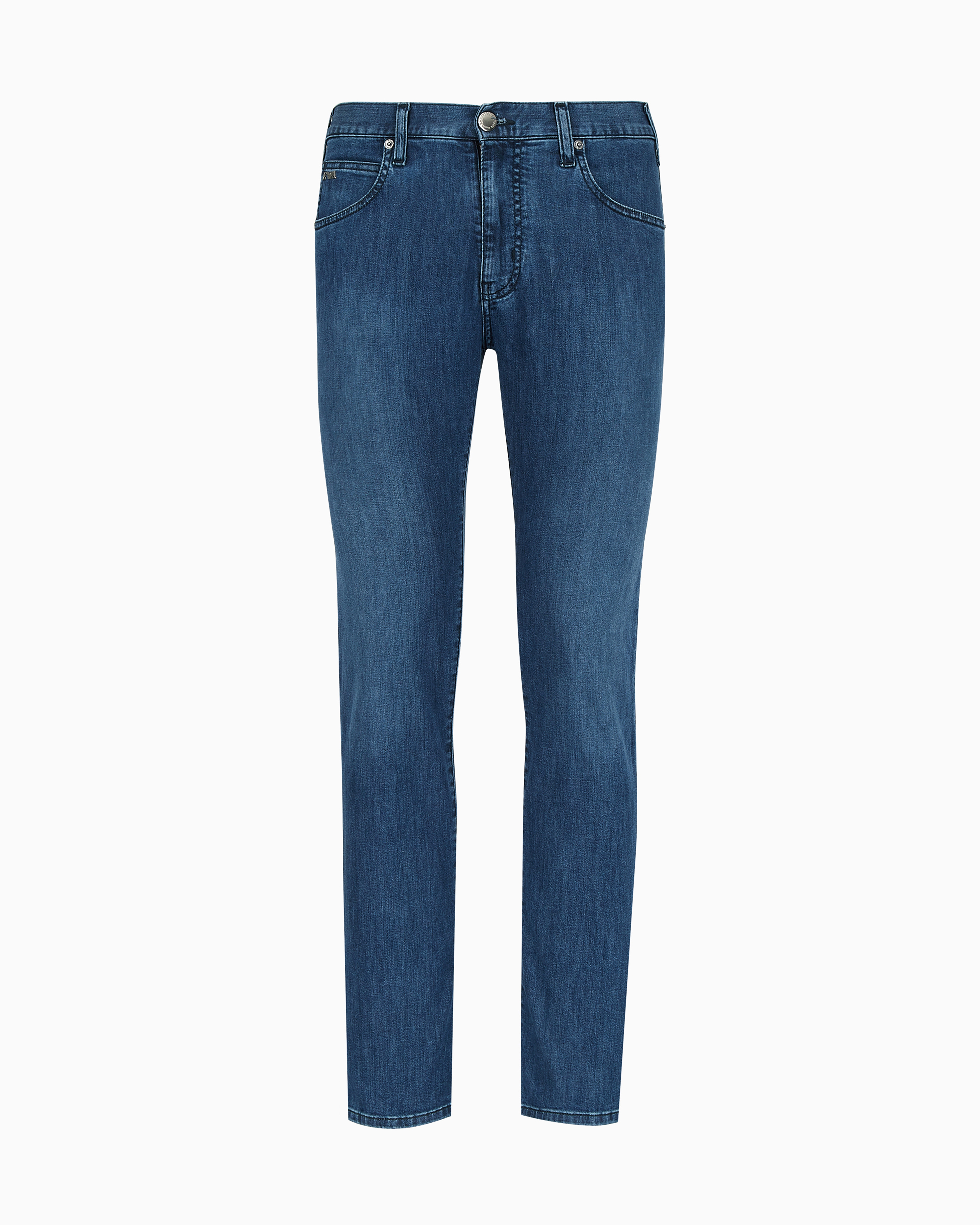Emporio Armani - J45 Regular-fit, worn-wash 8 oz denim jeans, Man, Blue, Size: