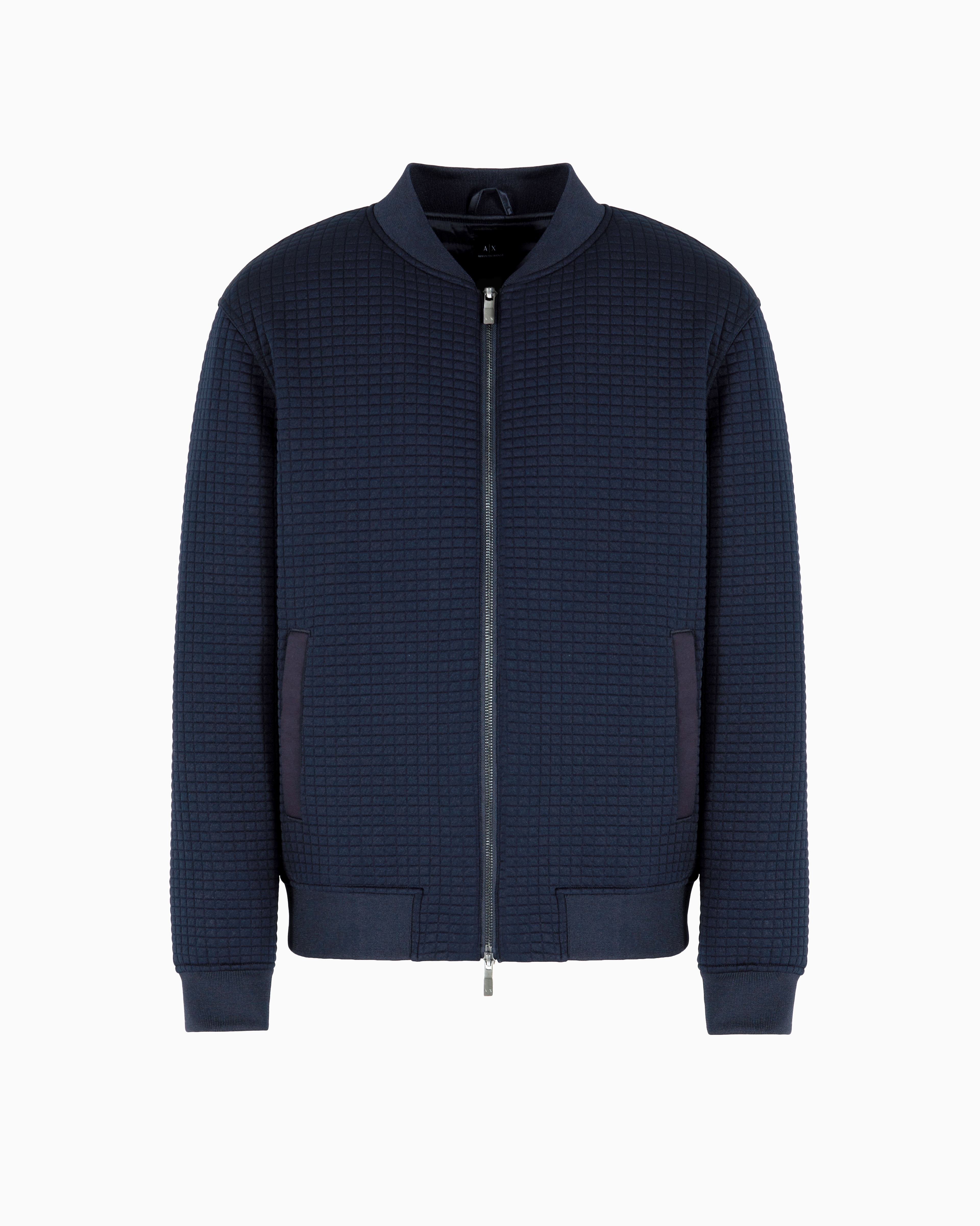 Armani Exchange - Bomber jacket with zip stretch fabric, Man, Navy Blue, Size: