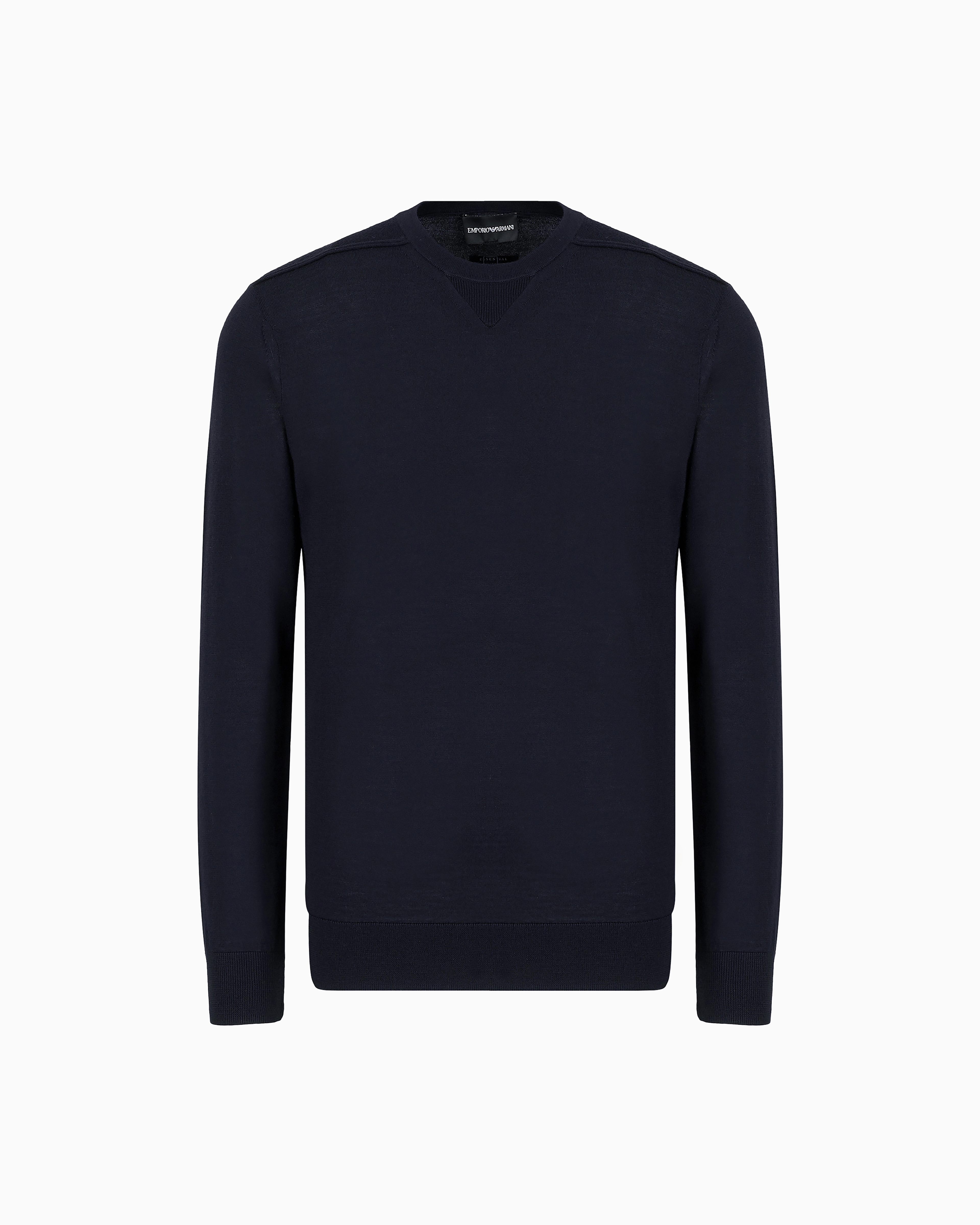 Emporio Armani - ASV Lyocell and wool-blend jumper, Man, Navy Blue, Size: