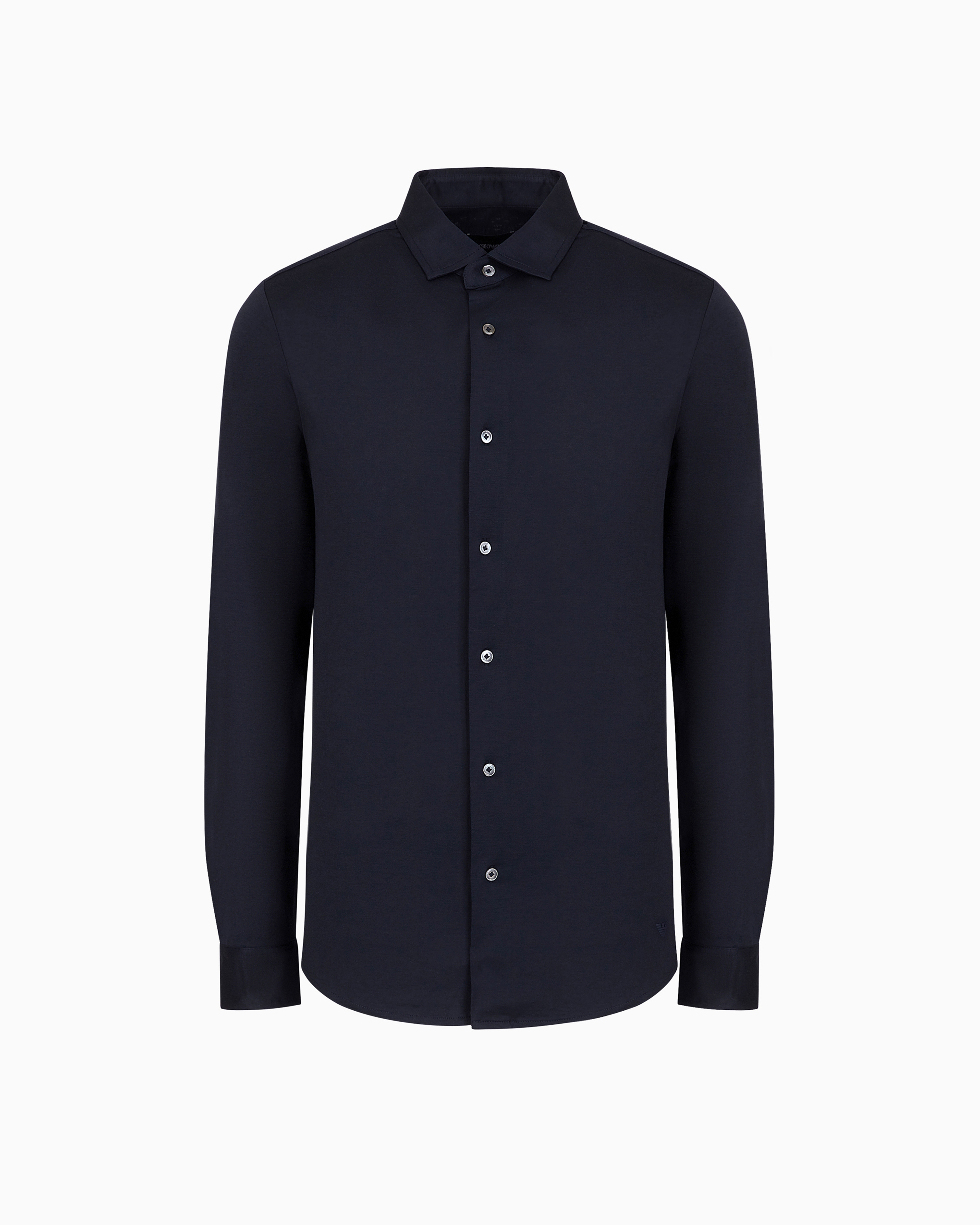 Emporio Armani - ASV Lyocell-blend jersey shirt, Man, Navy Blue, Size:
