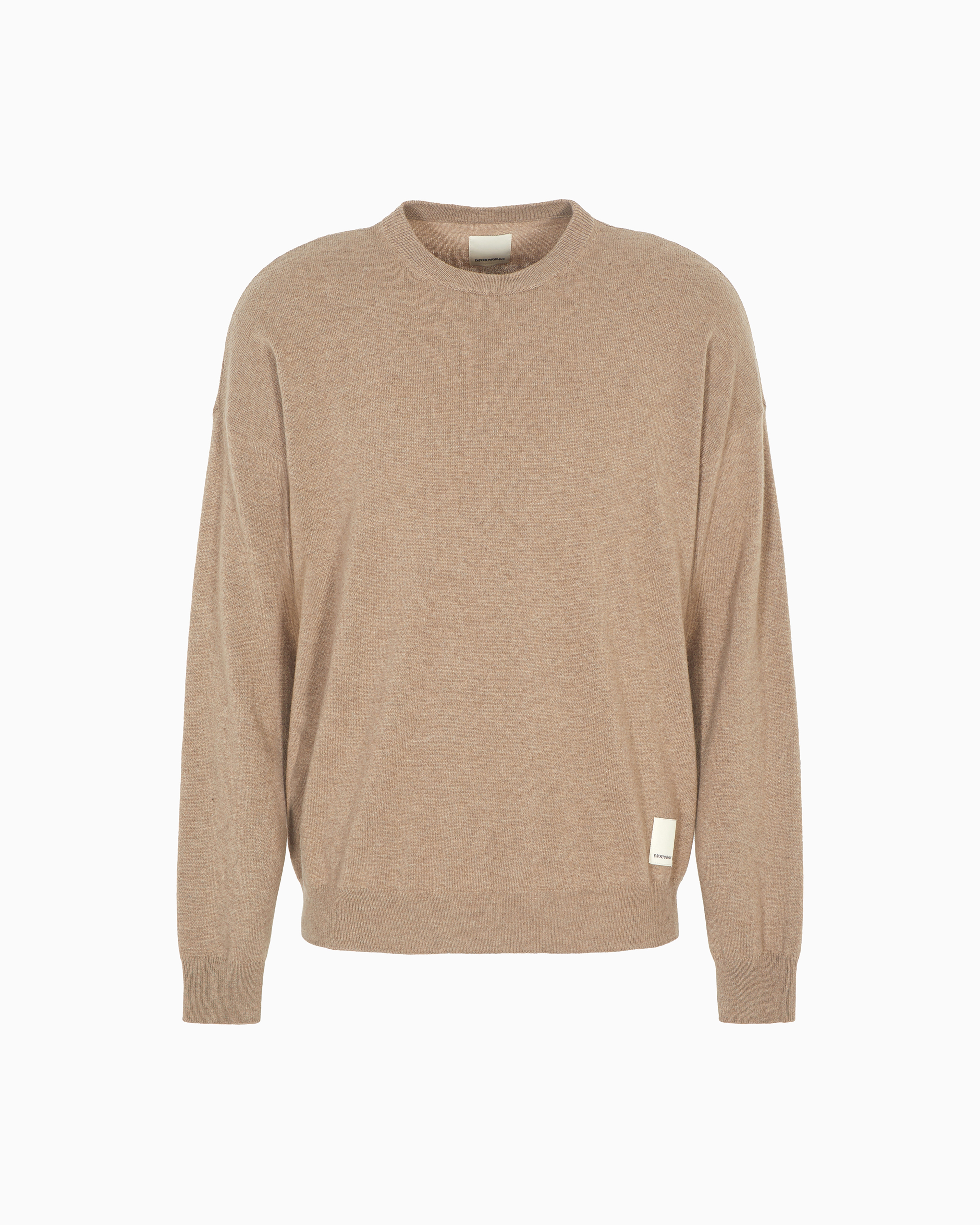 Emporio Armani - ASV Capsule plain-knit wool-blend jumper, Man, Beige, Size: