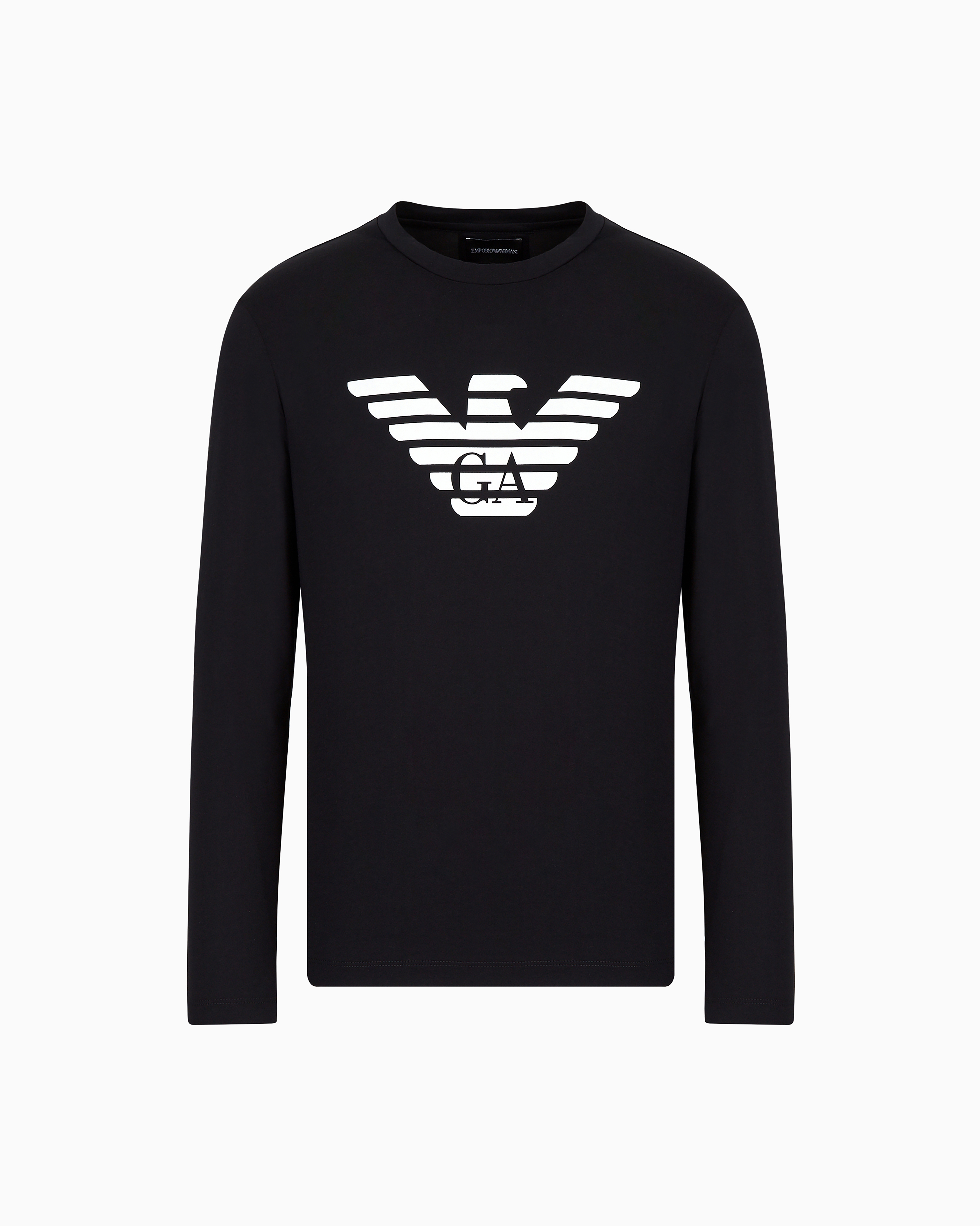 Emporio Armani - Pima-jersey jumper with printed logo, Man, Navy Blue, Size: