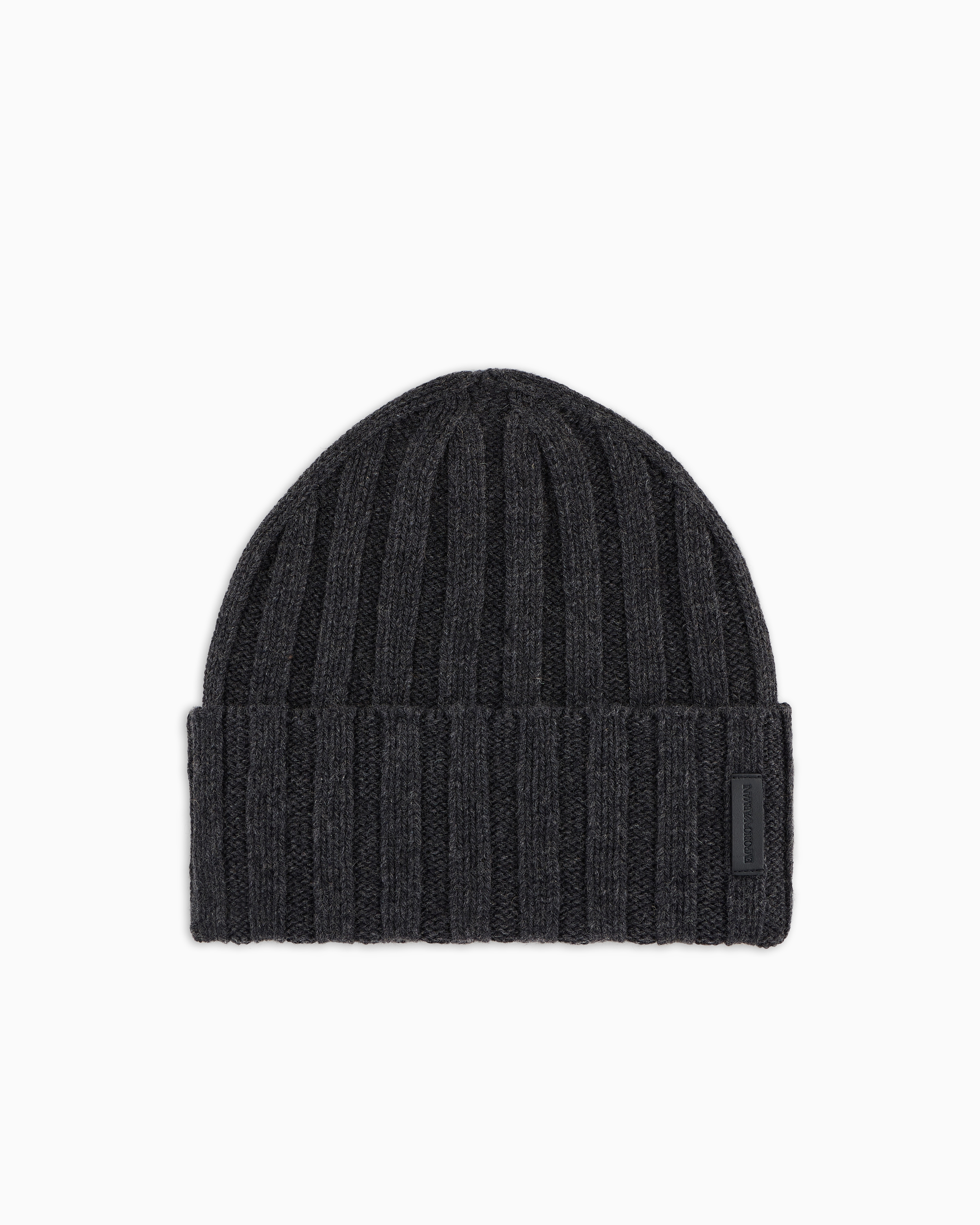 Emporio Armani - Pure cashmere, ribbed beanie, Man, Grey, Size: