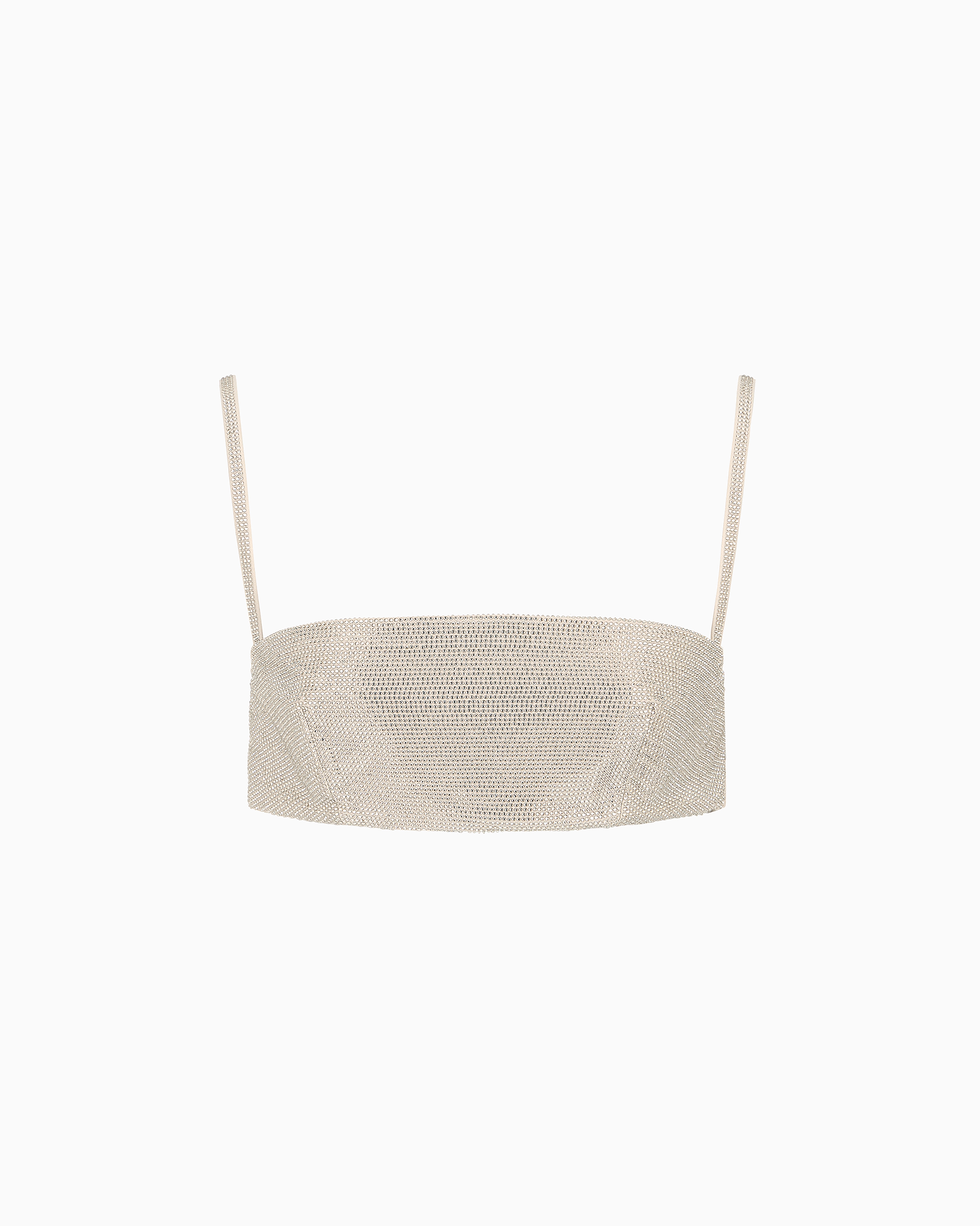 Emporio Armani - Rhinestone-covered bandeau top with shoulder straps, Woman, Beige, Size: