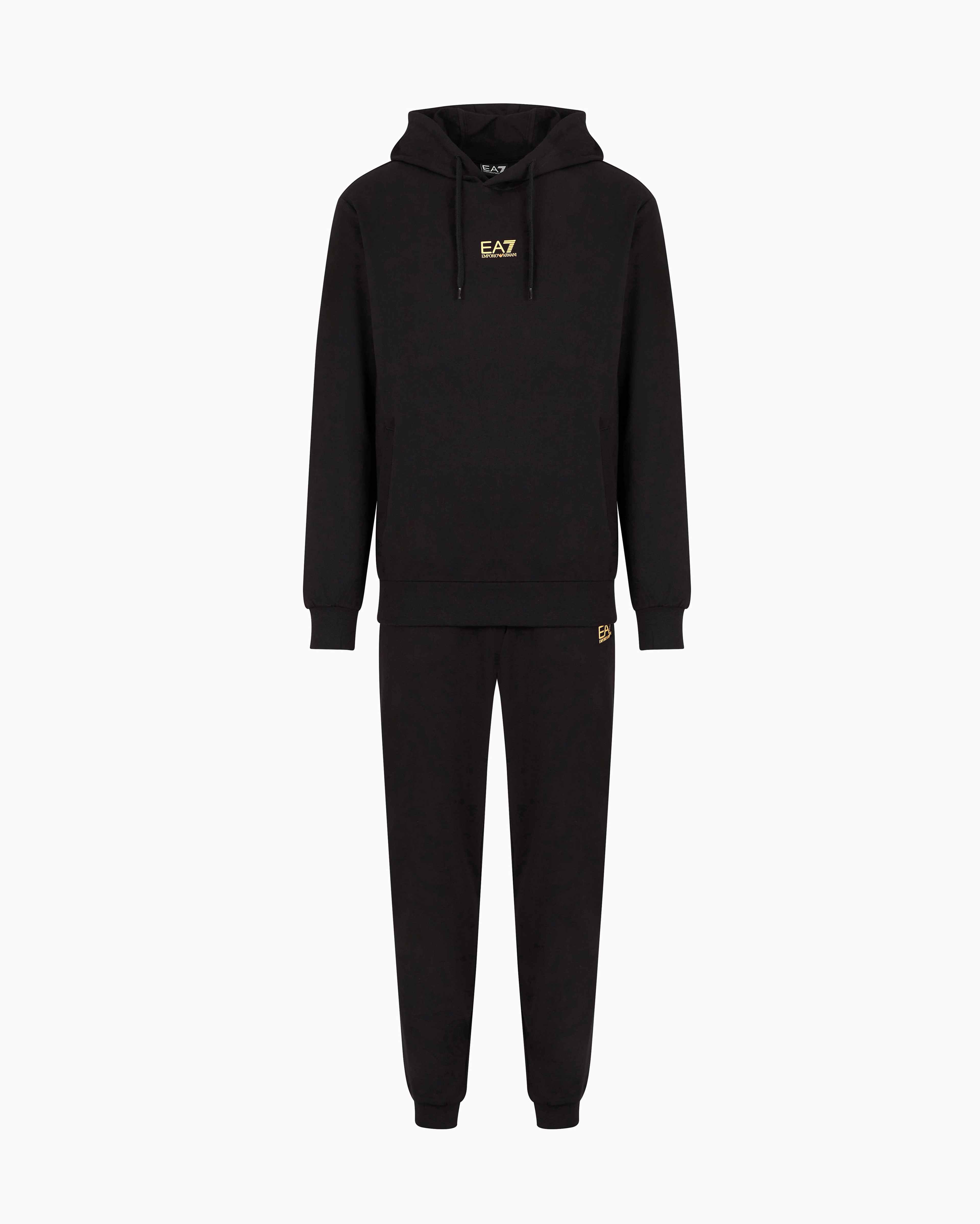 Ea7 Black Core Identity Cotton Tracksuit Medium