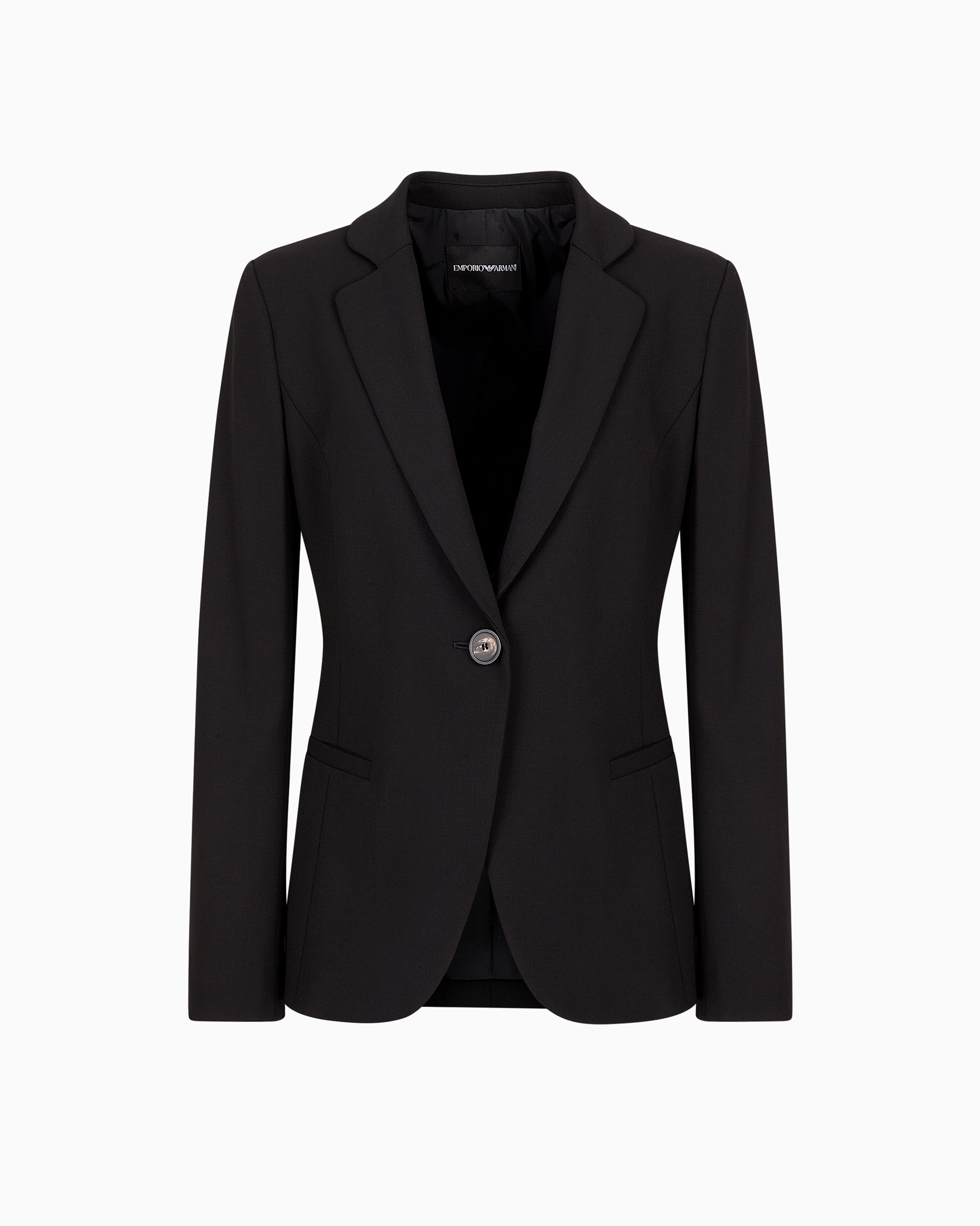 Emporio Armani - Barathea-wool single-breasted jacket, Woman, Black, Size: