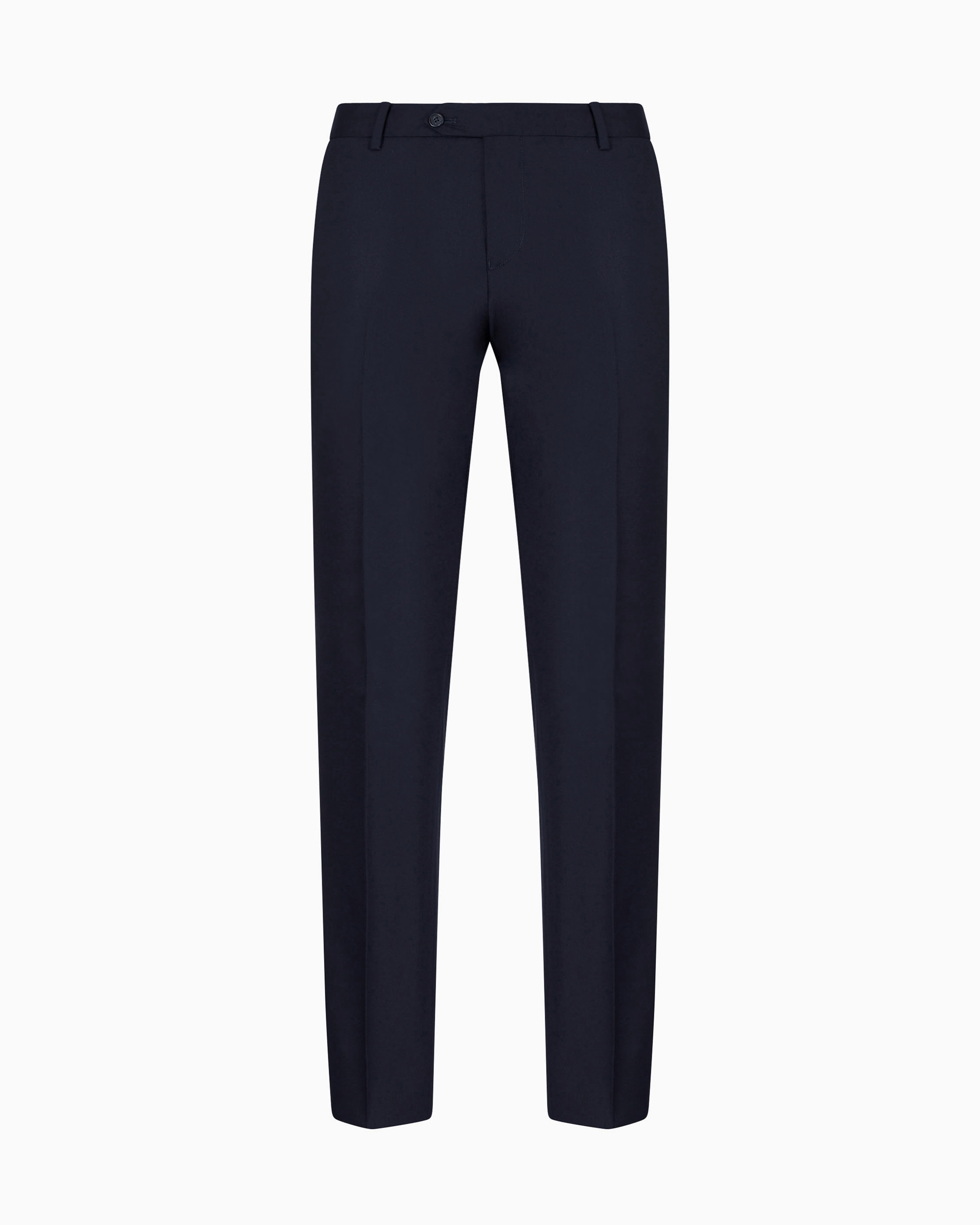 Emporio Armani - Worsted virgin-wool, creased trousers, Man, Navy Blue, Size: