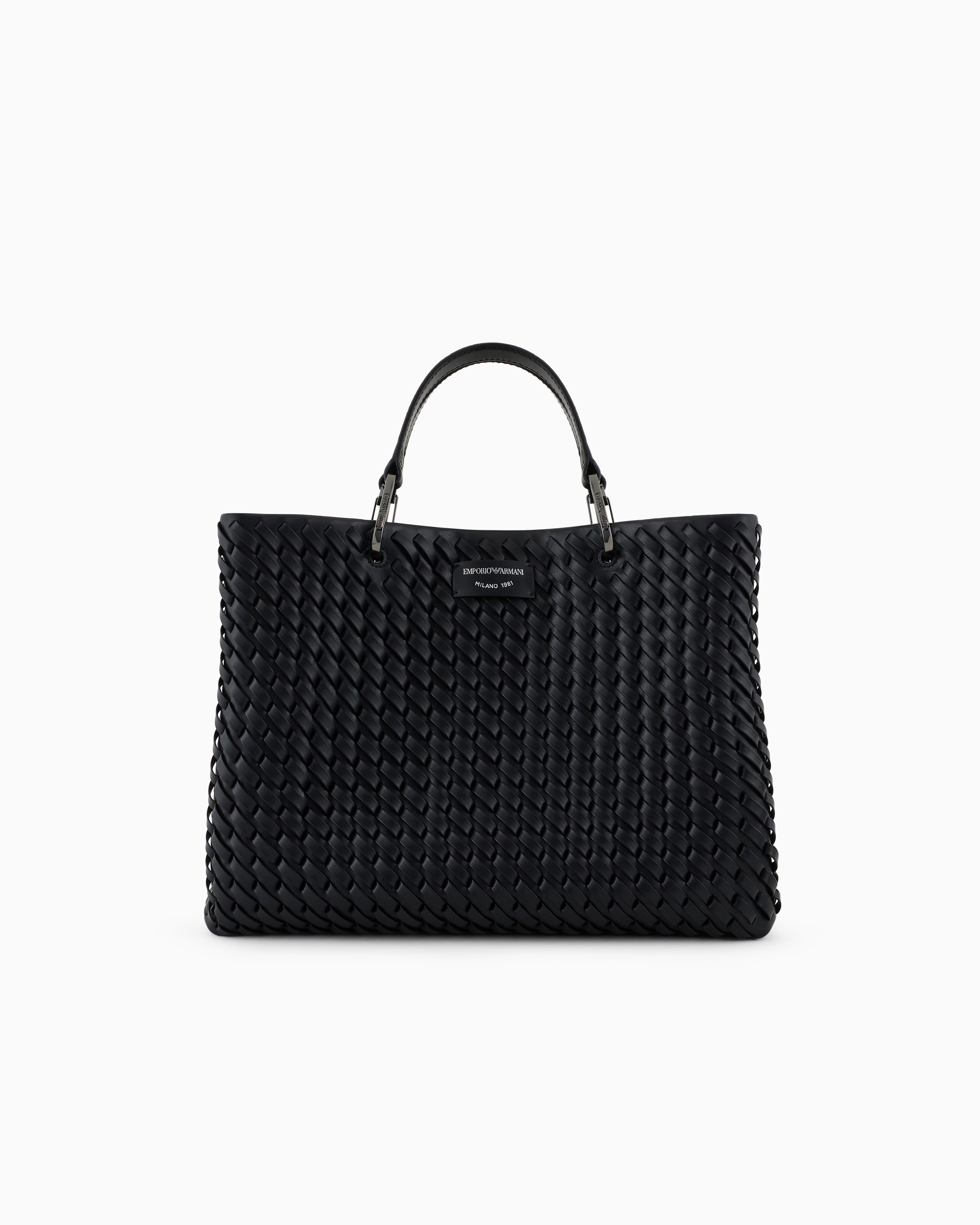 トートバッグ EMPORIO ARMANI Woman Tote bags Black EW000360AF12762 UC001 MyEA medium shopper bag in interwoven leather | Emporio Armani
