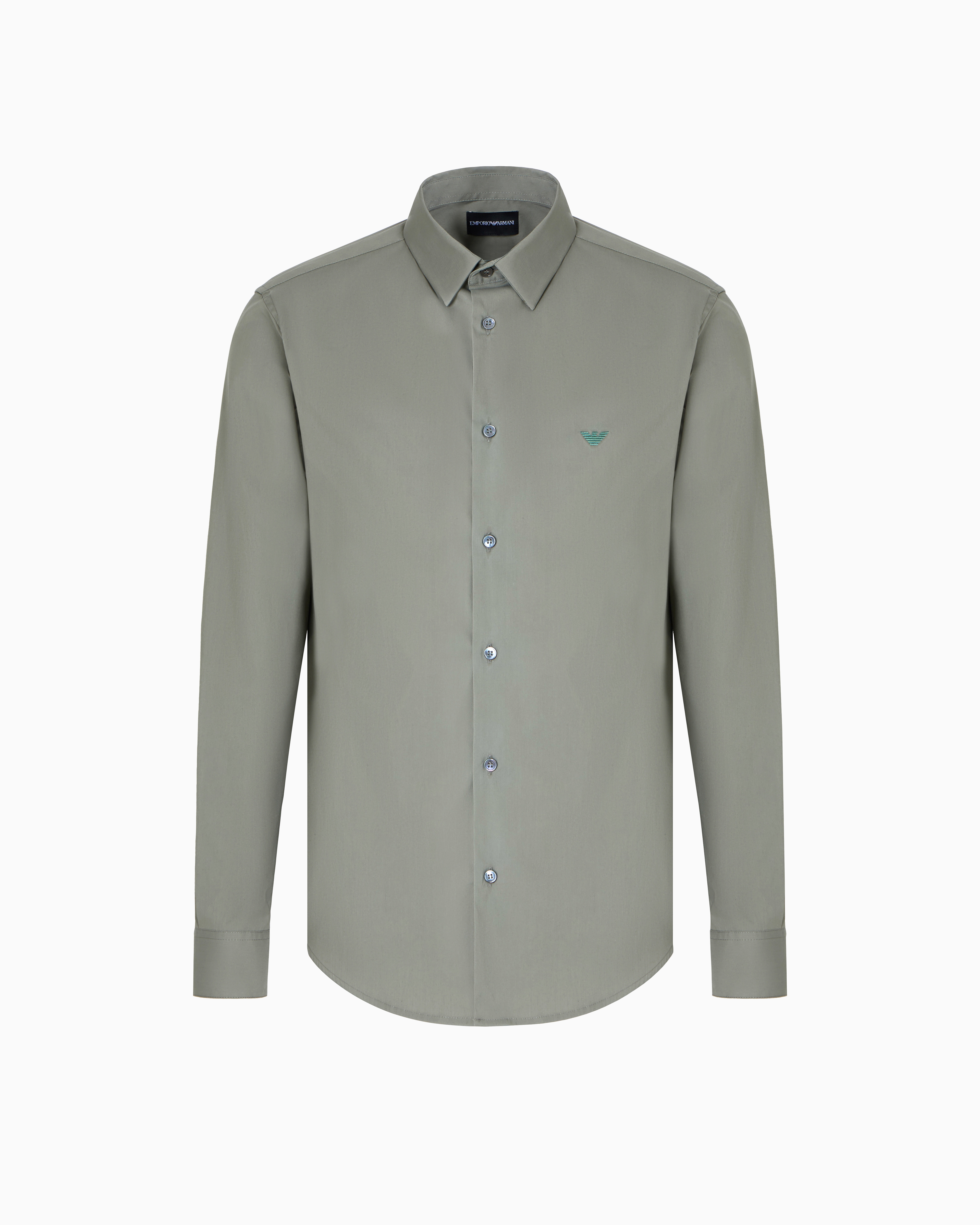 Emporio Armani - Stretch nylon-blend shirt, Man, Green, Size: