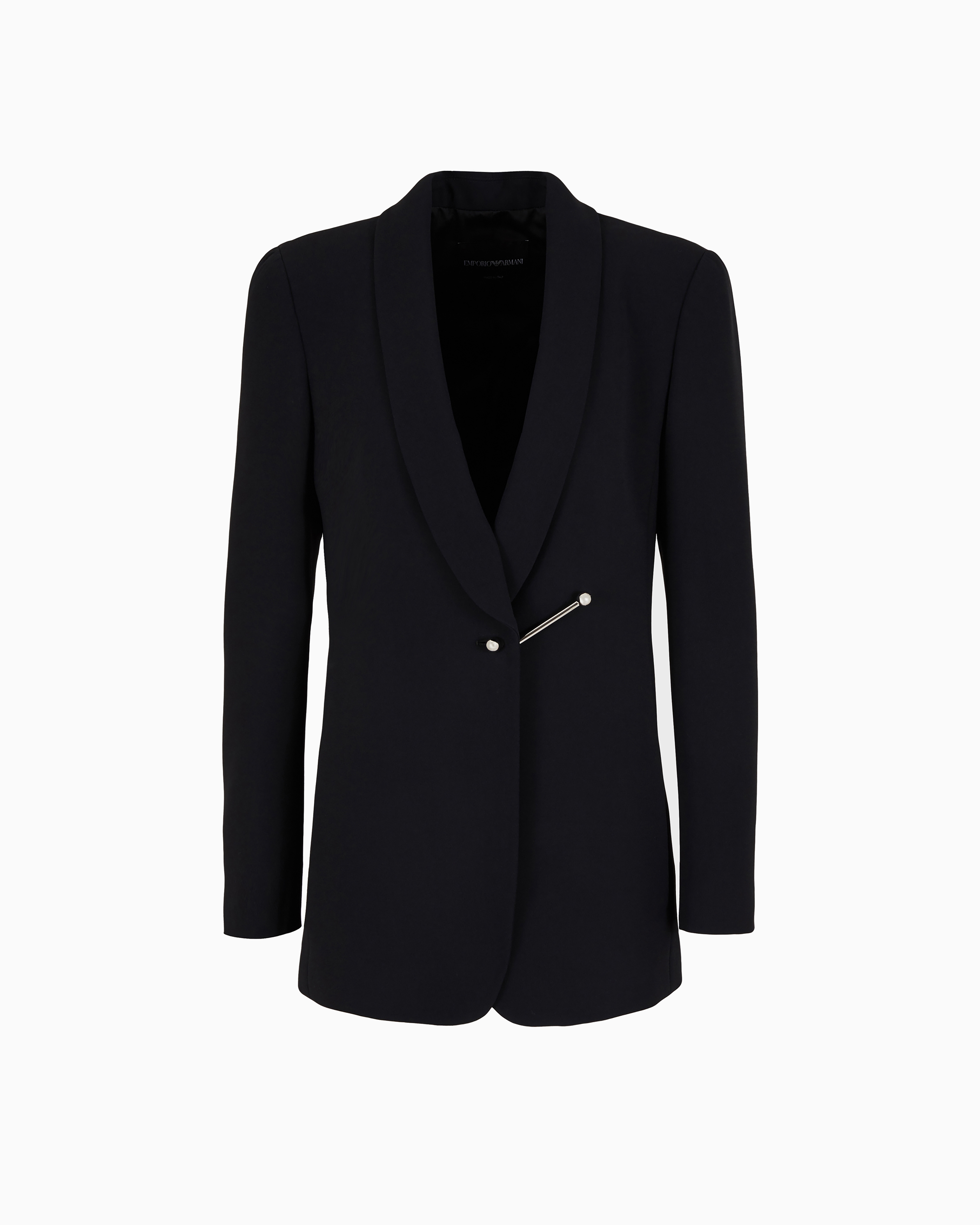 Emporio Armani - Shawl collar jacket envers satin with piercing-style closure, Woman, Black, Size: