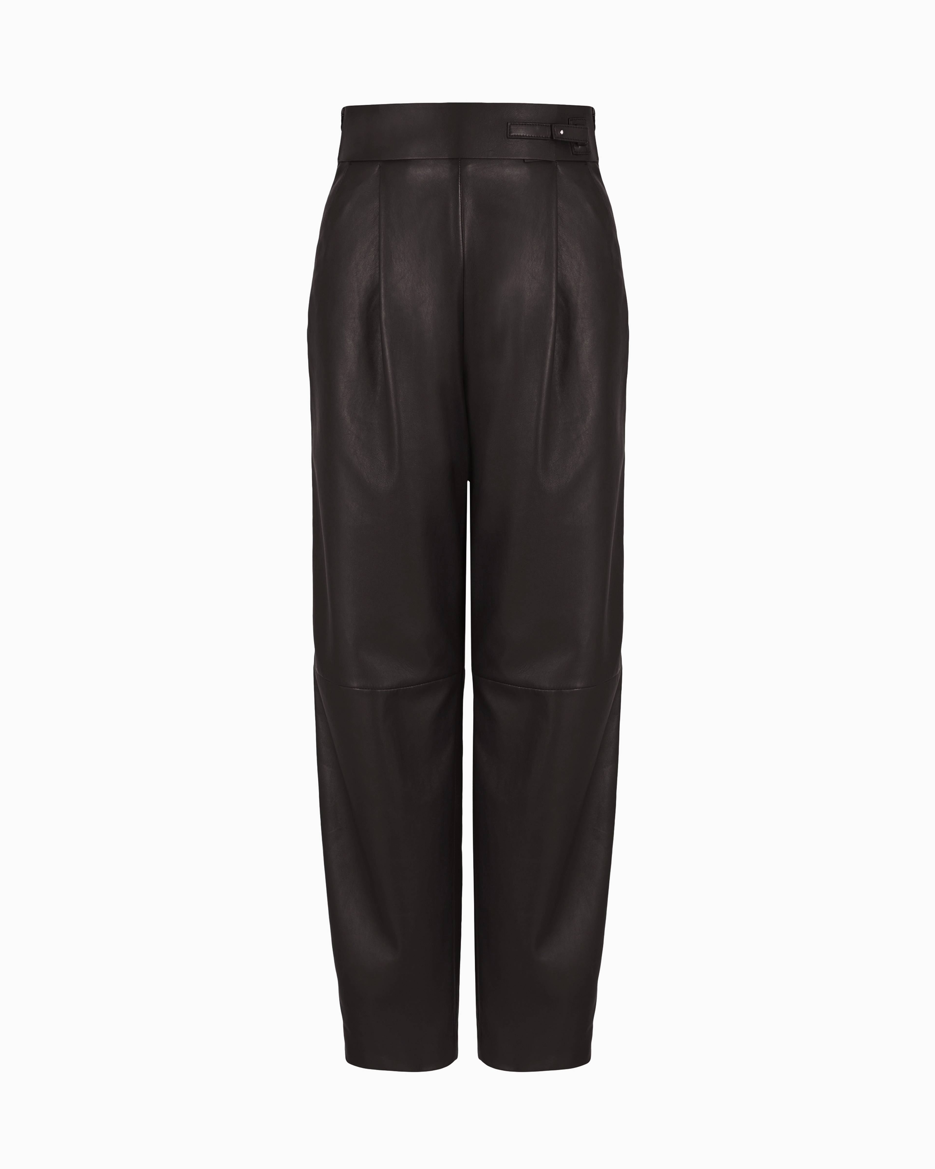 Giorgio Armani Black Leather Pant In Black