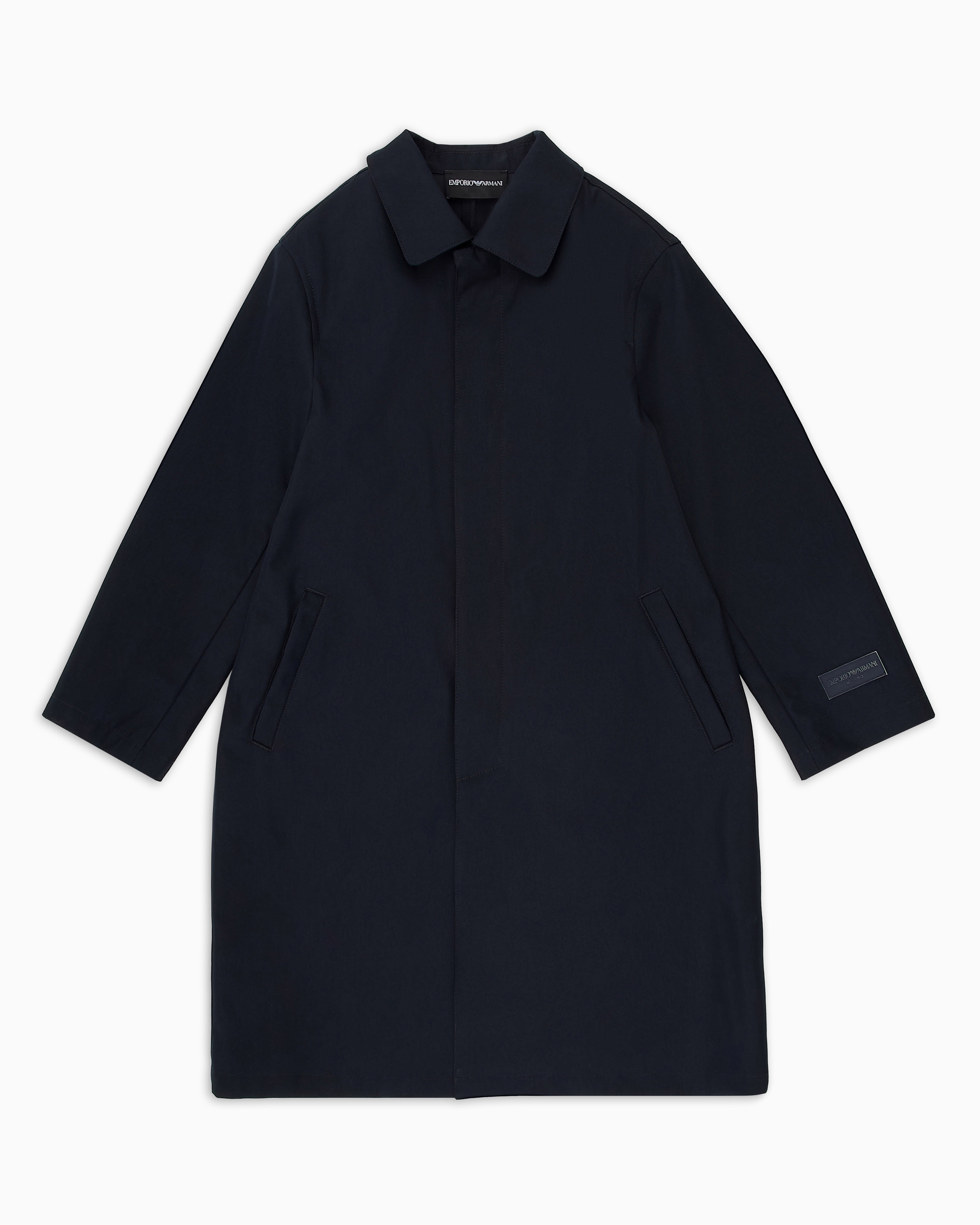 Emporio Armani - Special Occasion technical-cotton trench coat, Boy, Navy Blue, Size: