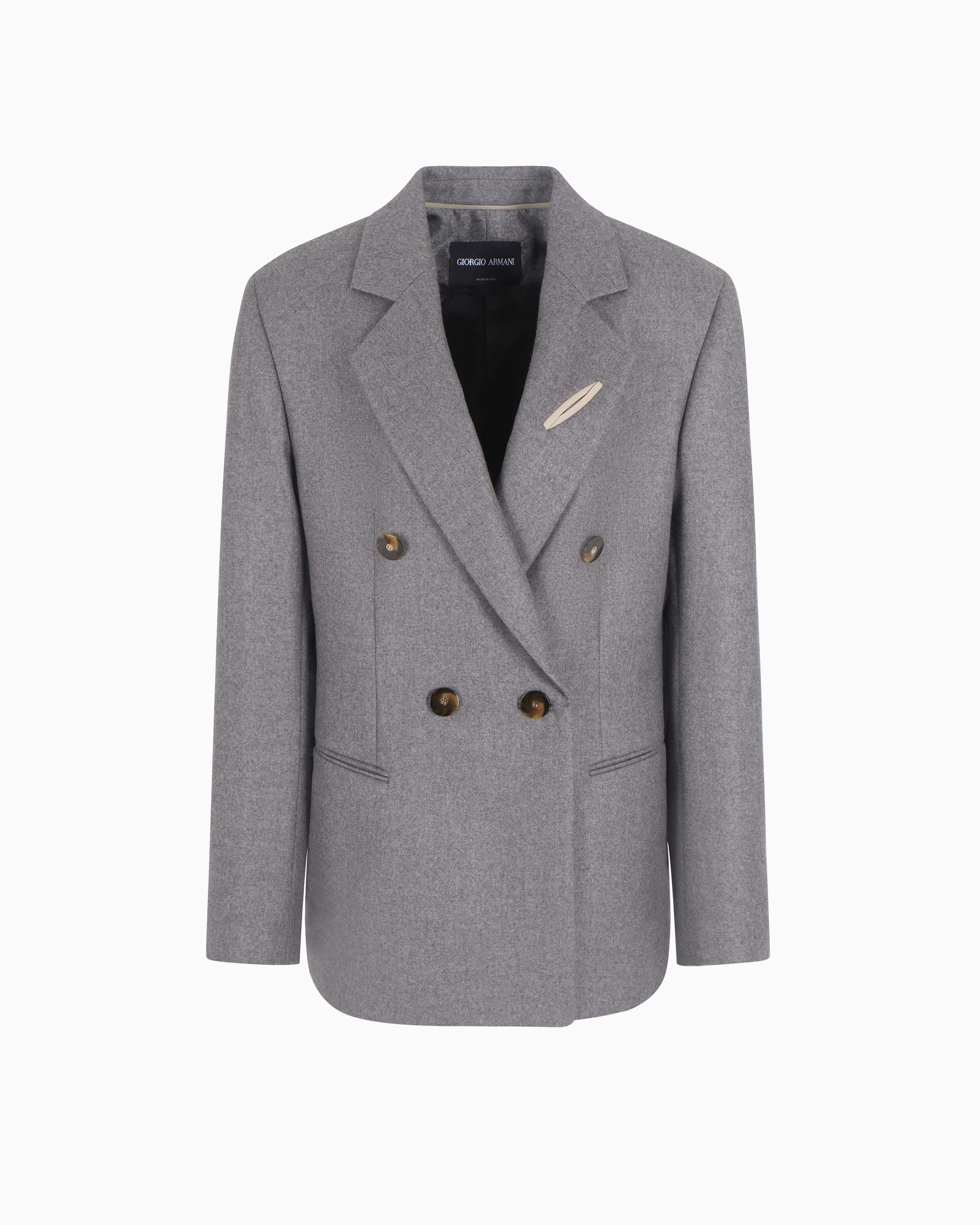 Giorgio Armani Cashmere Flannel Double-breasted Jacket In Gray