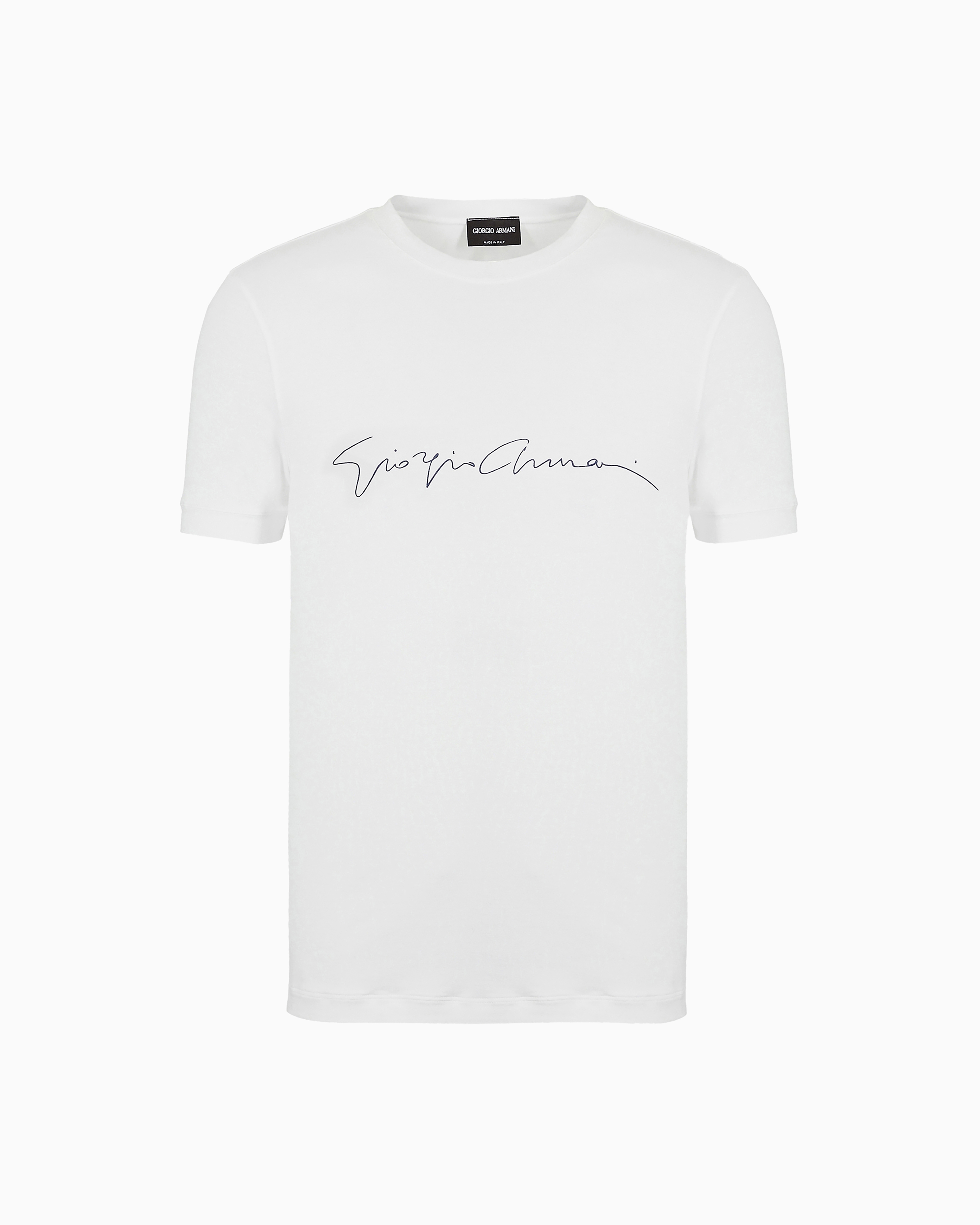 Giorgio Armani White Asv Stretch-Viscose T-Shirt With Signature Logo Size 48