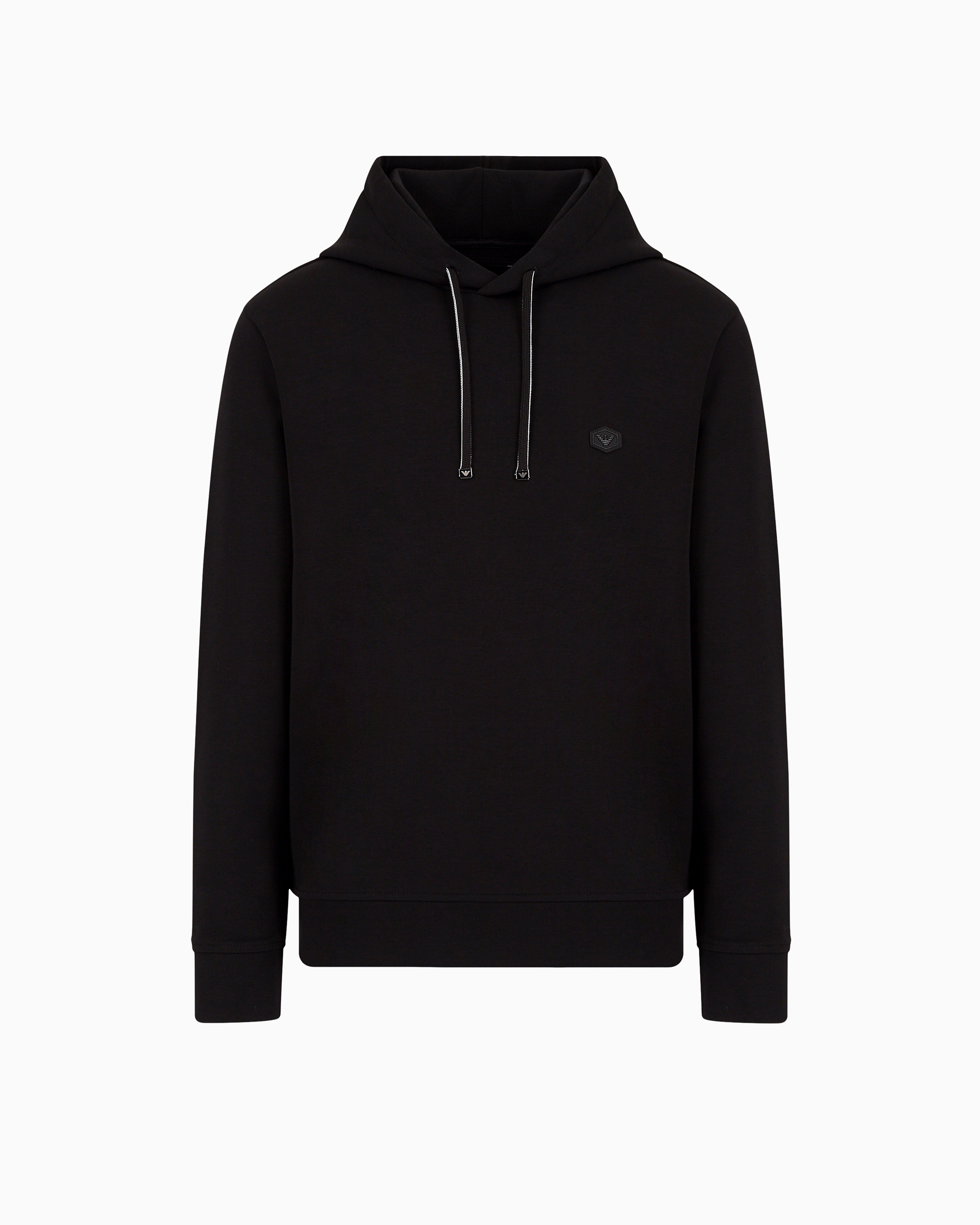 Emporio Armani - Hooded sweatshirt with micro logo patch, Man, Black, Size: