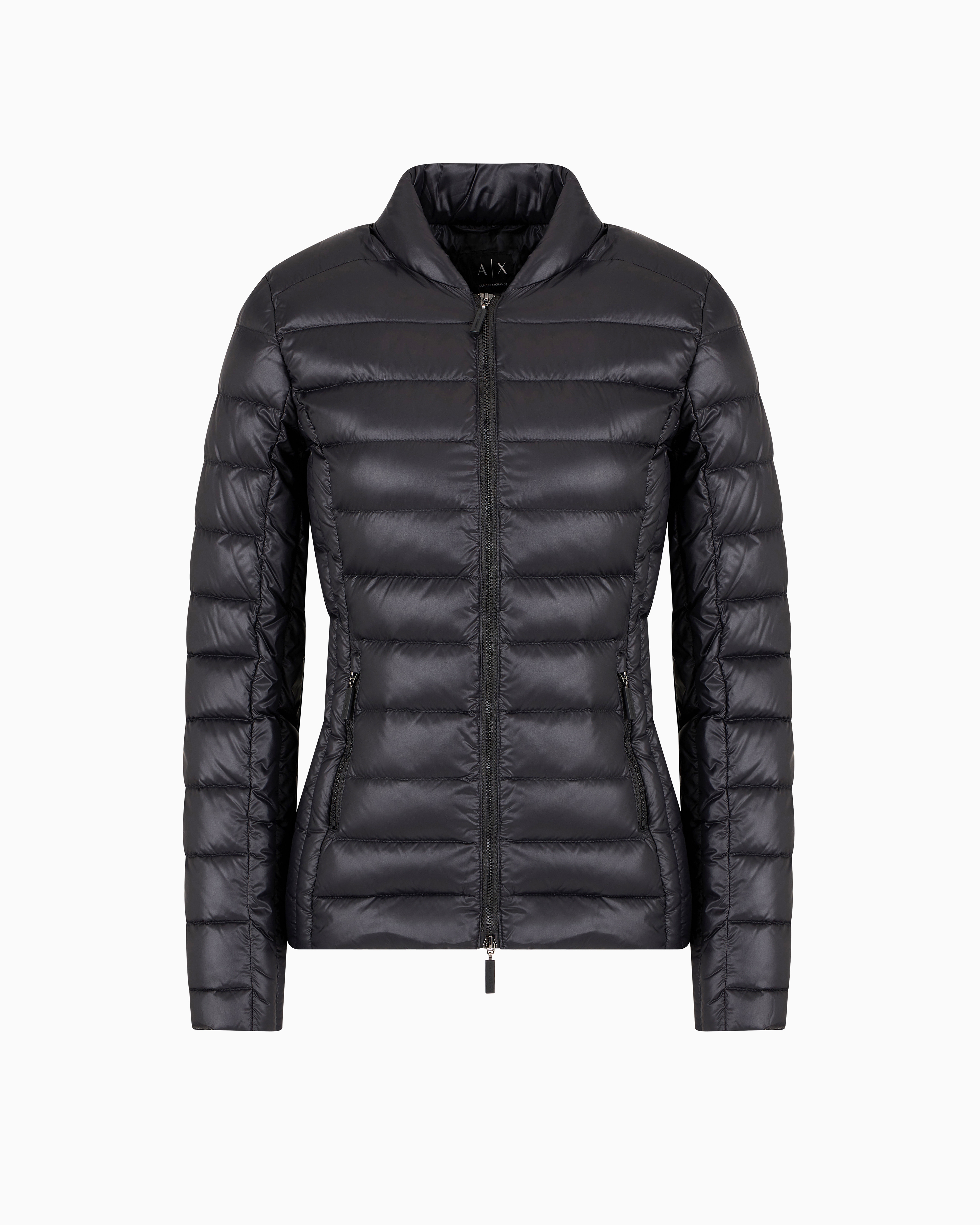 Armani Exchange - Shiny fabric down jacket, Woman, Black, Size: