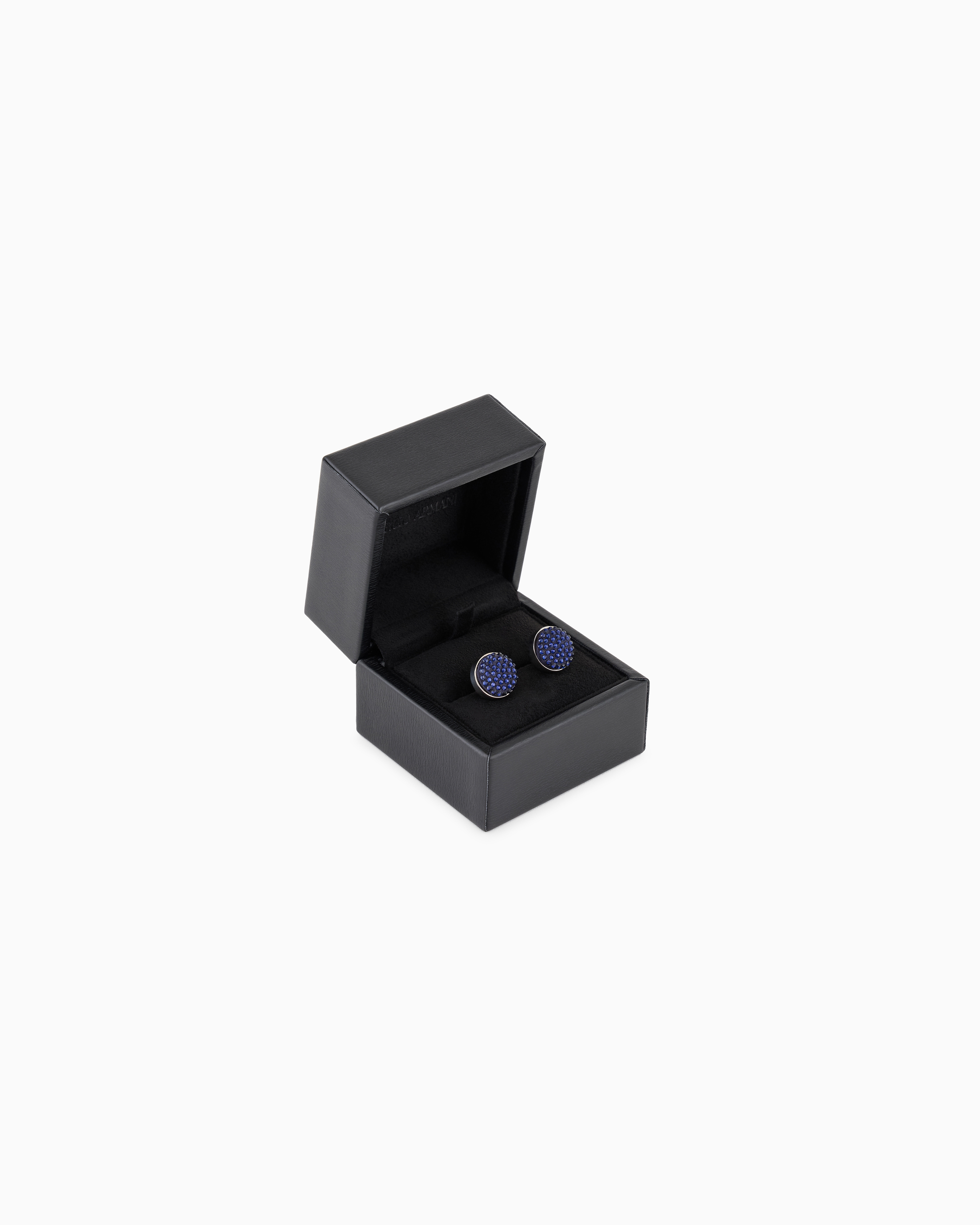 Giorgio Armani Boutons De Manchette En Argent Sterling Avec Satin Et Cristaux In Blue