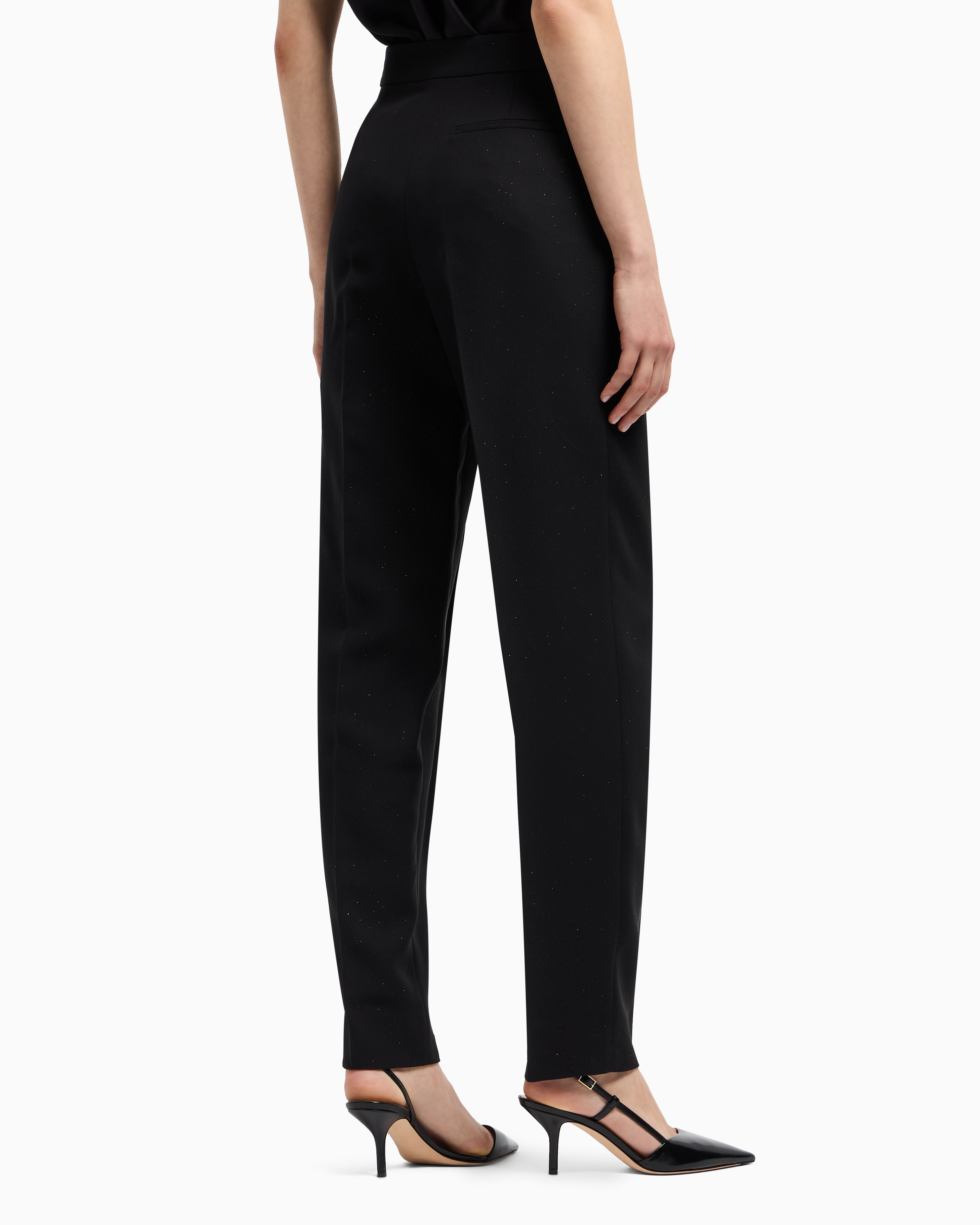 Giorgio Armani Double-sided Silk-satin Two-pleat Trousers In Black