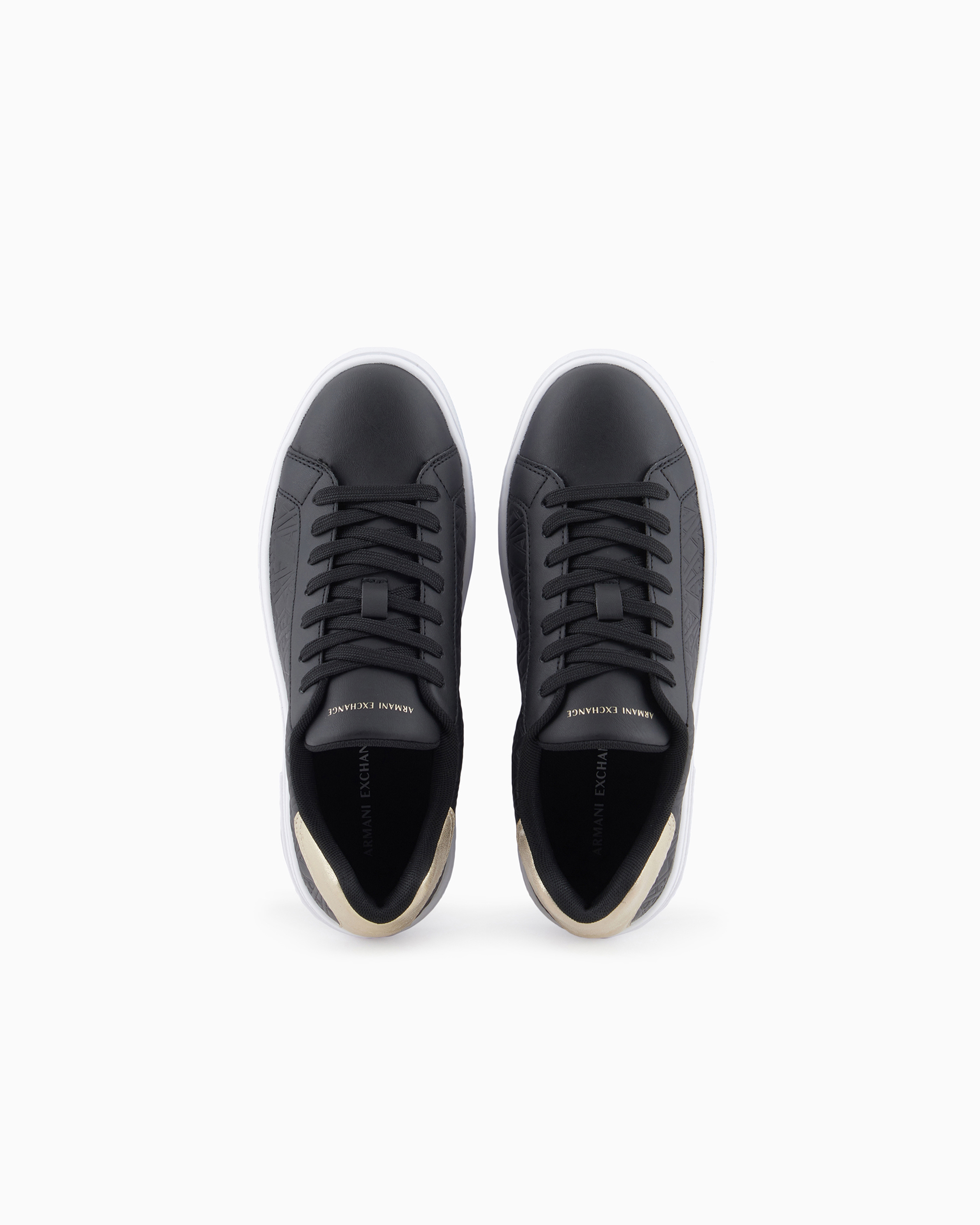 Armani Exchange - Sneakers with matching embroidered logo and metal detail, Woman, Black, Size: