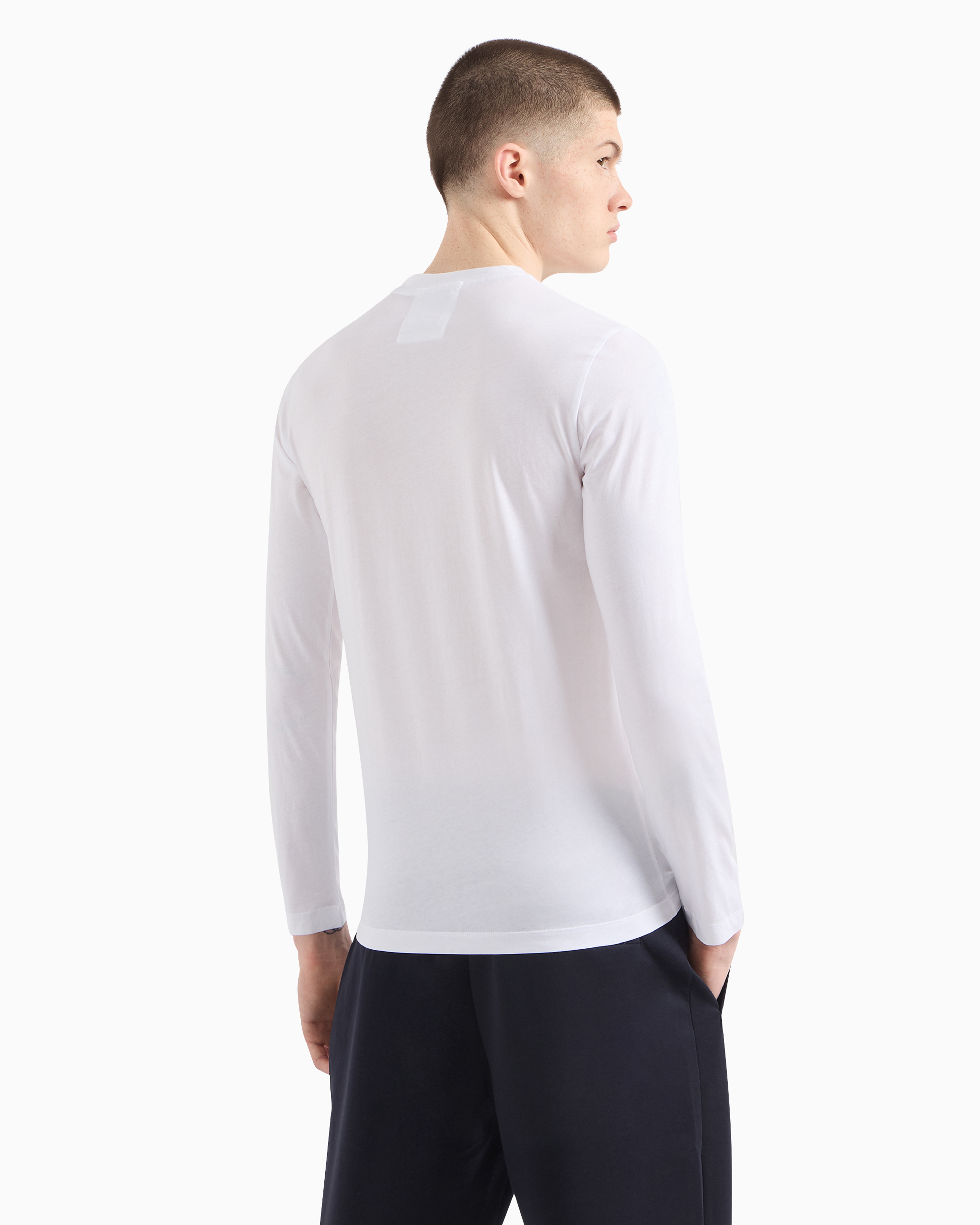 【国内即発】EMPORIO ARMANI ロゴプリント トップス Pima-jersey jumper with printed logo | Emporio Armani