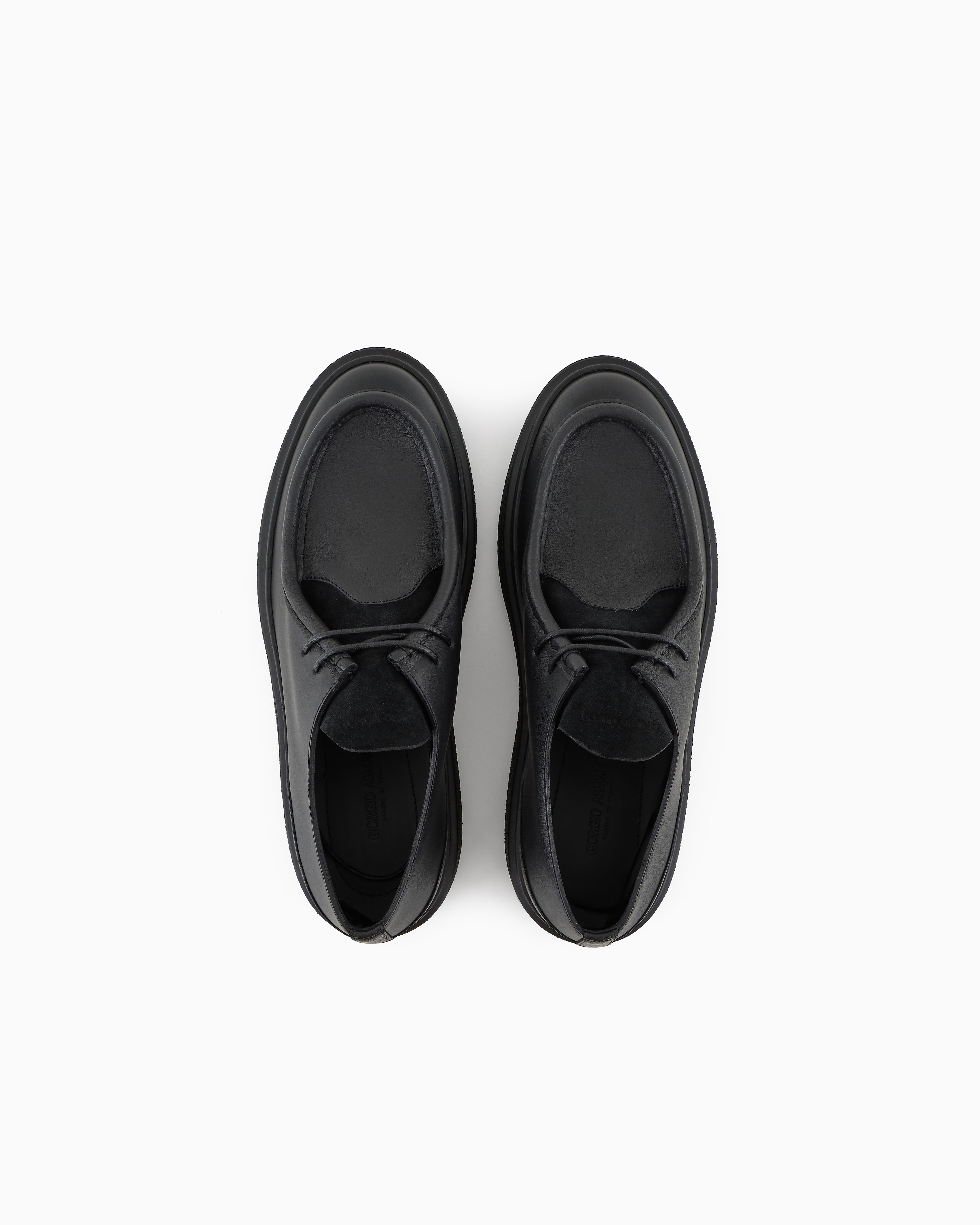 Giorgio Armani Leather, Suede And Nappa-leather Lace-ups In Black