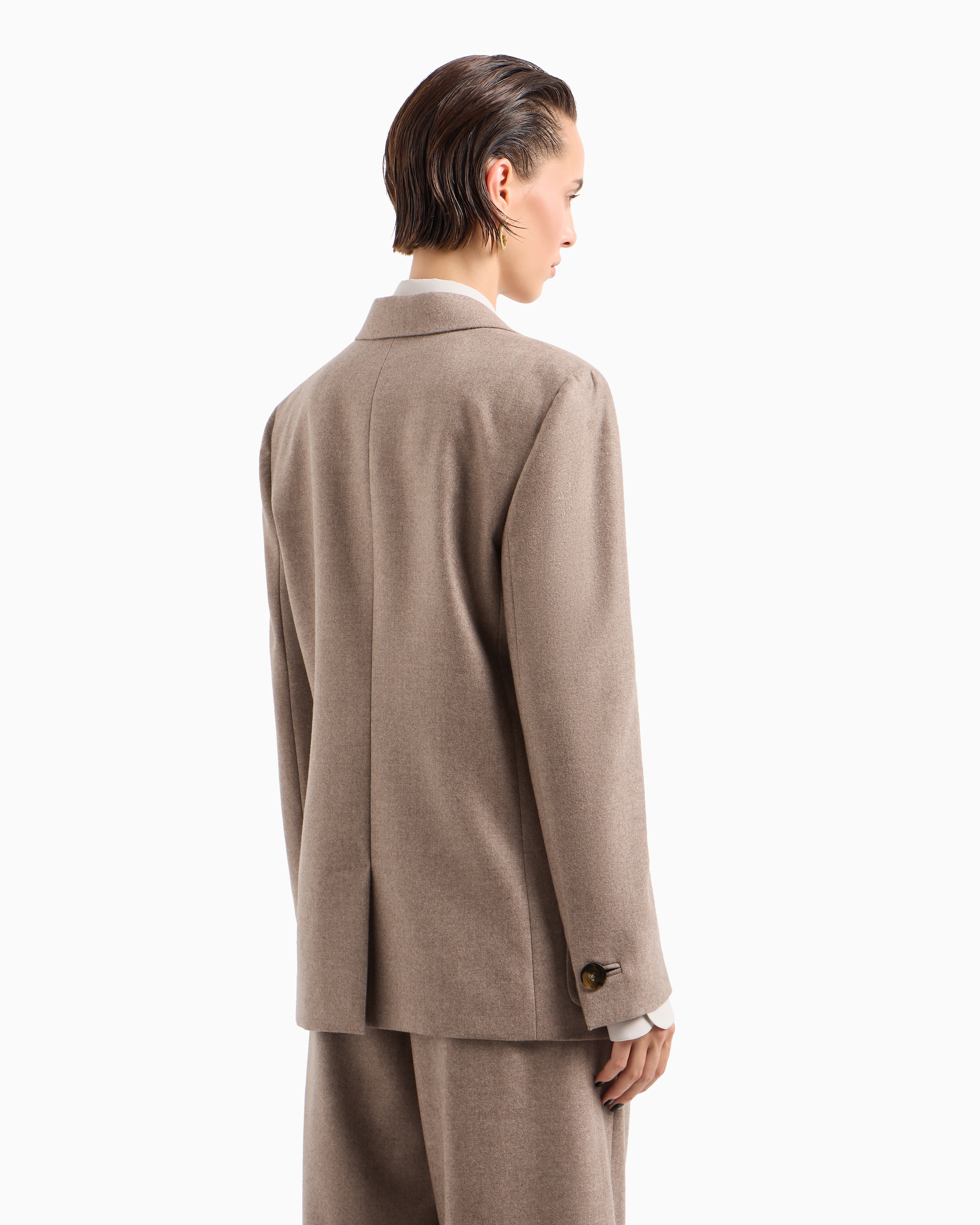 Giorgio Armani Single-breasted Jacket In Cashmere Flannel In Neutral