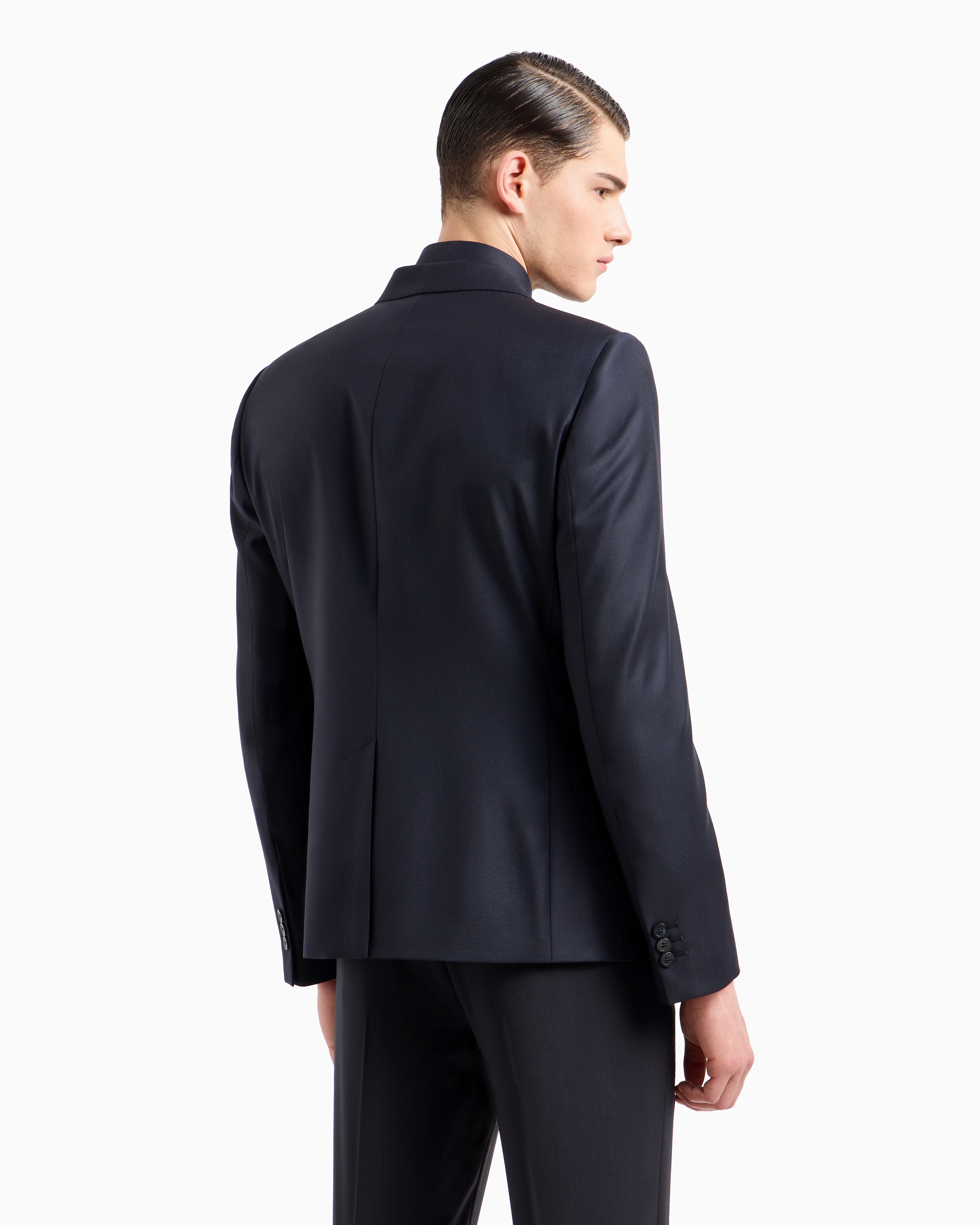 【エンポリオ・アルマーニ】ウール コート 濃紺 Single-breasted, worsted virgin-wool jacket | Emporio Armani
