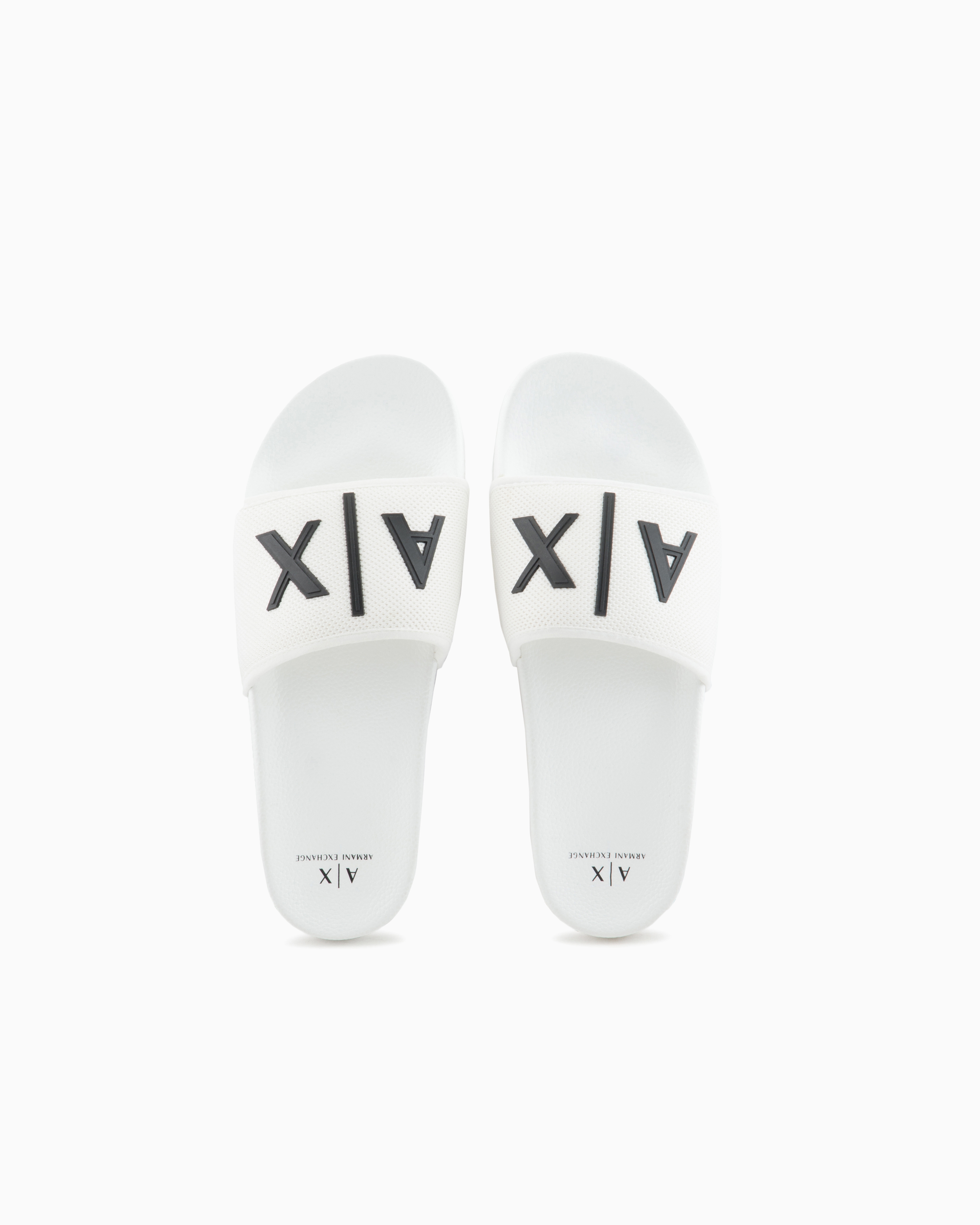Armani Exchange - Slider slippers with logo, Man, White, Size: