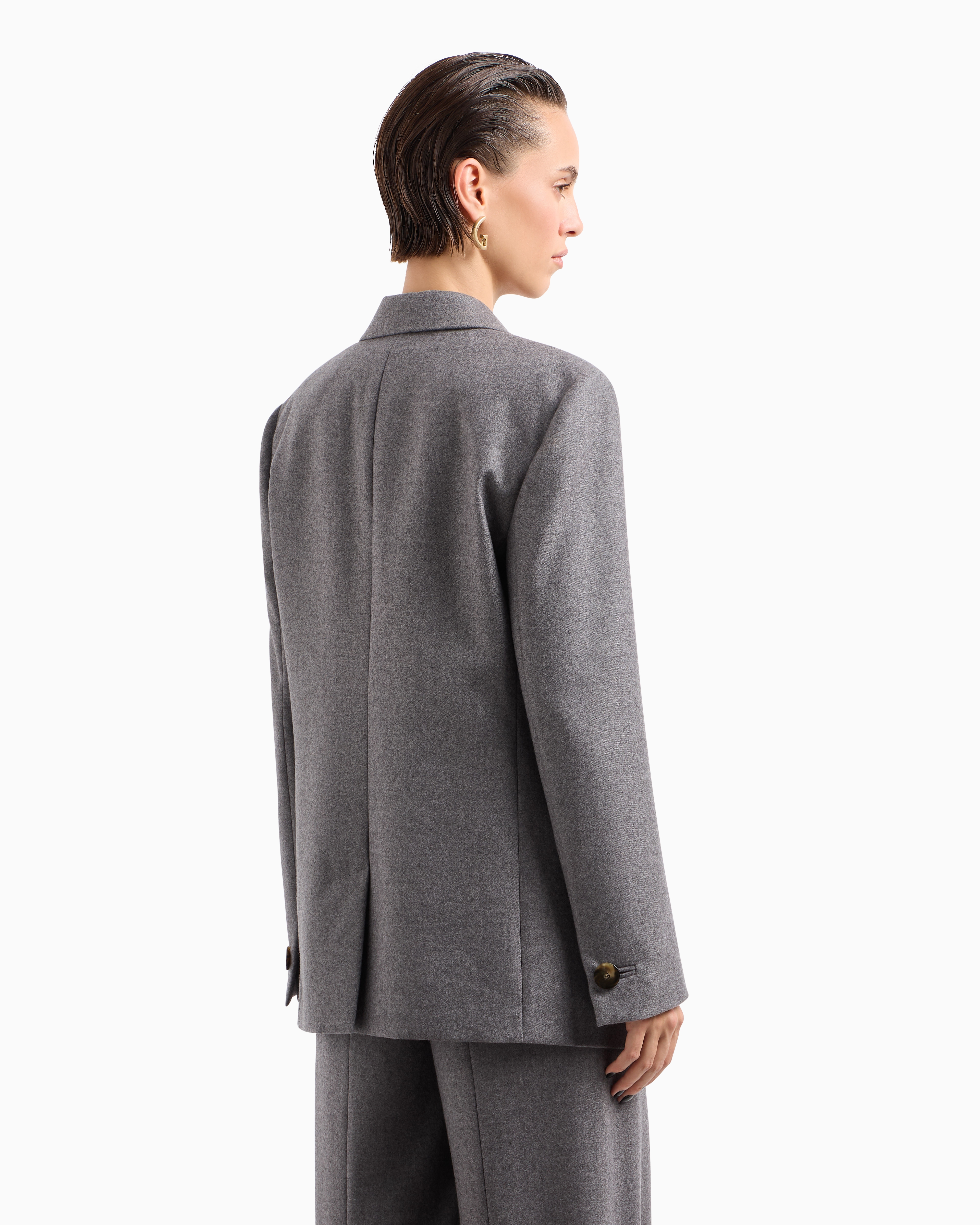 Giorgio Armani Cashmere Flannel Double-breasted Jacket In Gray