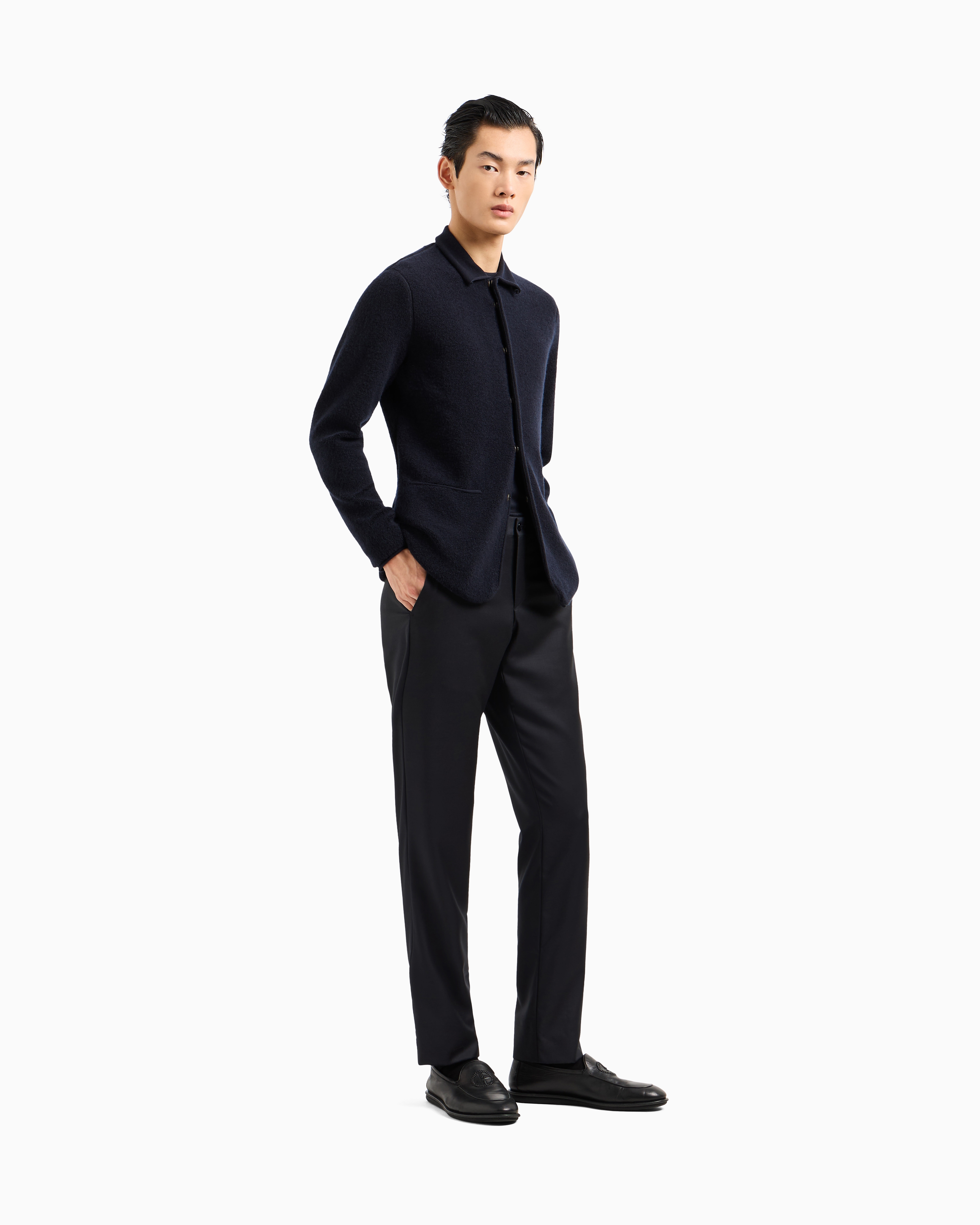 【極美品/伊製】GIORGIO ARMANI フリルニットジャケット ブラック resize_image.php?image=
