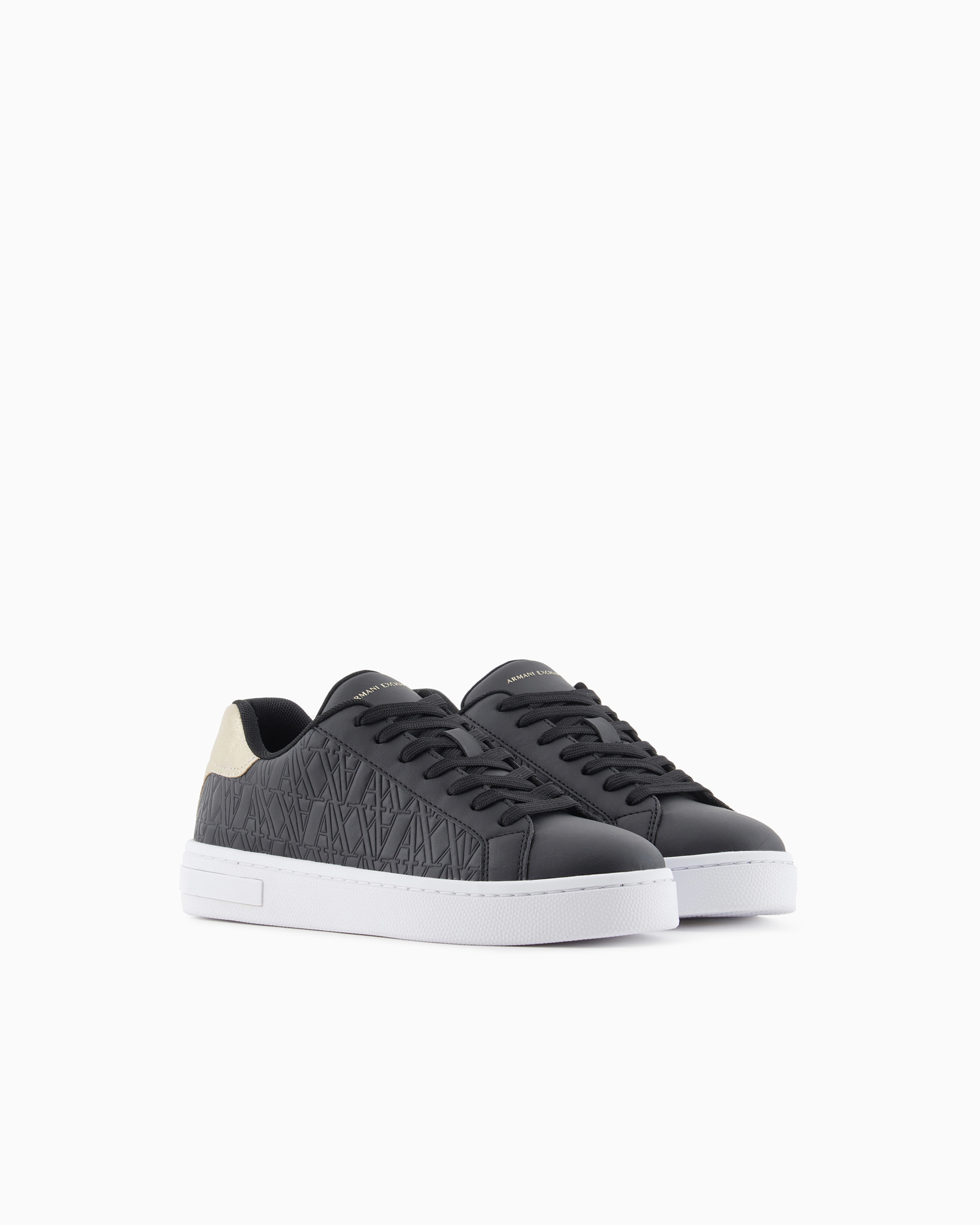 Armani Exchange - Sneakers with matching embroidered logo and metal detail, Woman, Black, Size: