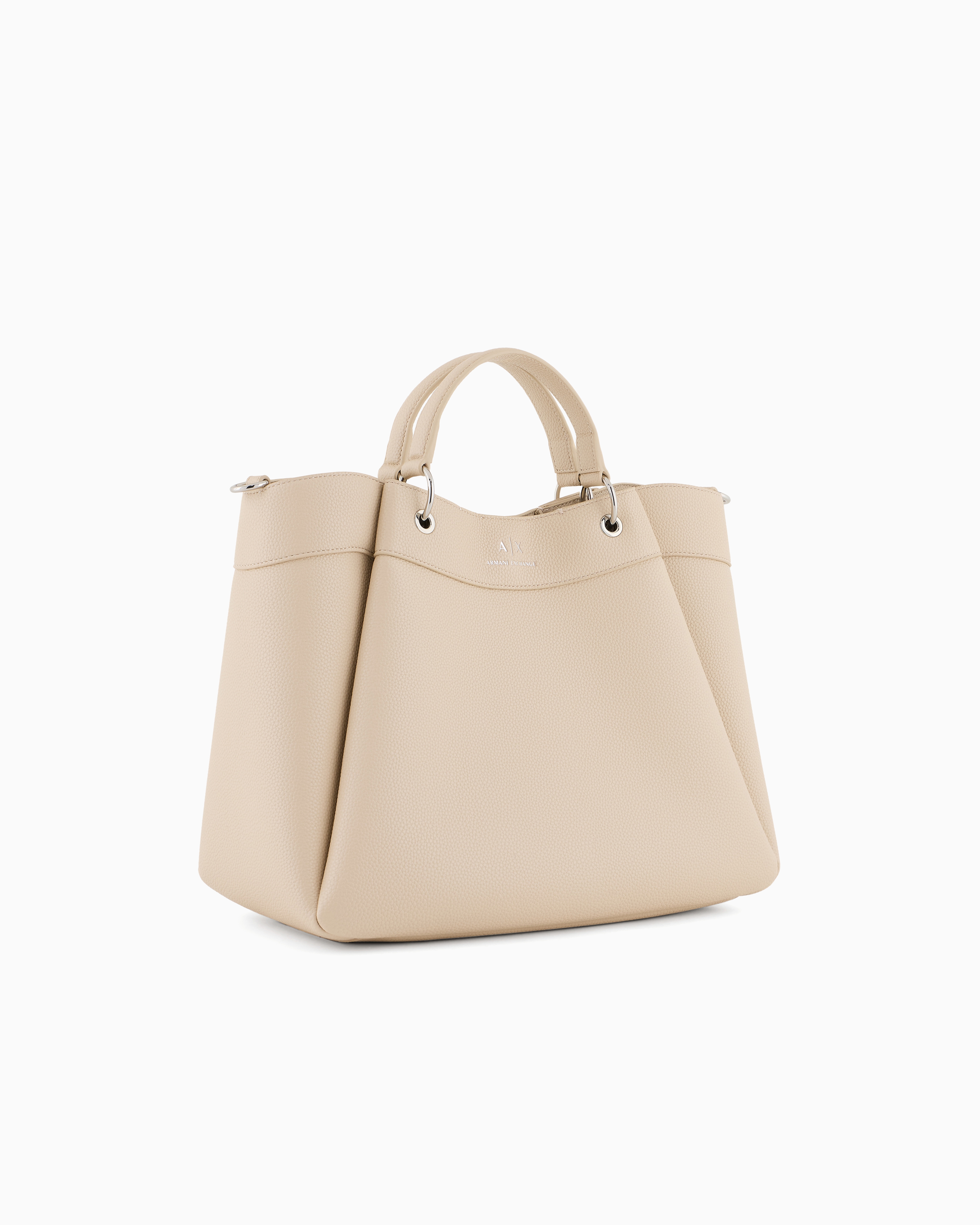 Armani Exchange - Large handbag with degradè shoulder strap, Woman, Beige, Size: TU