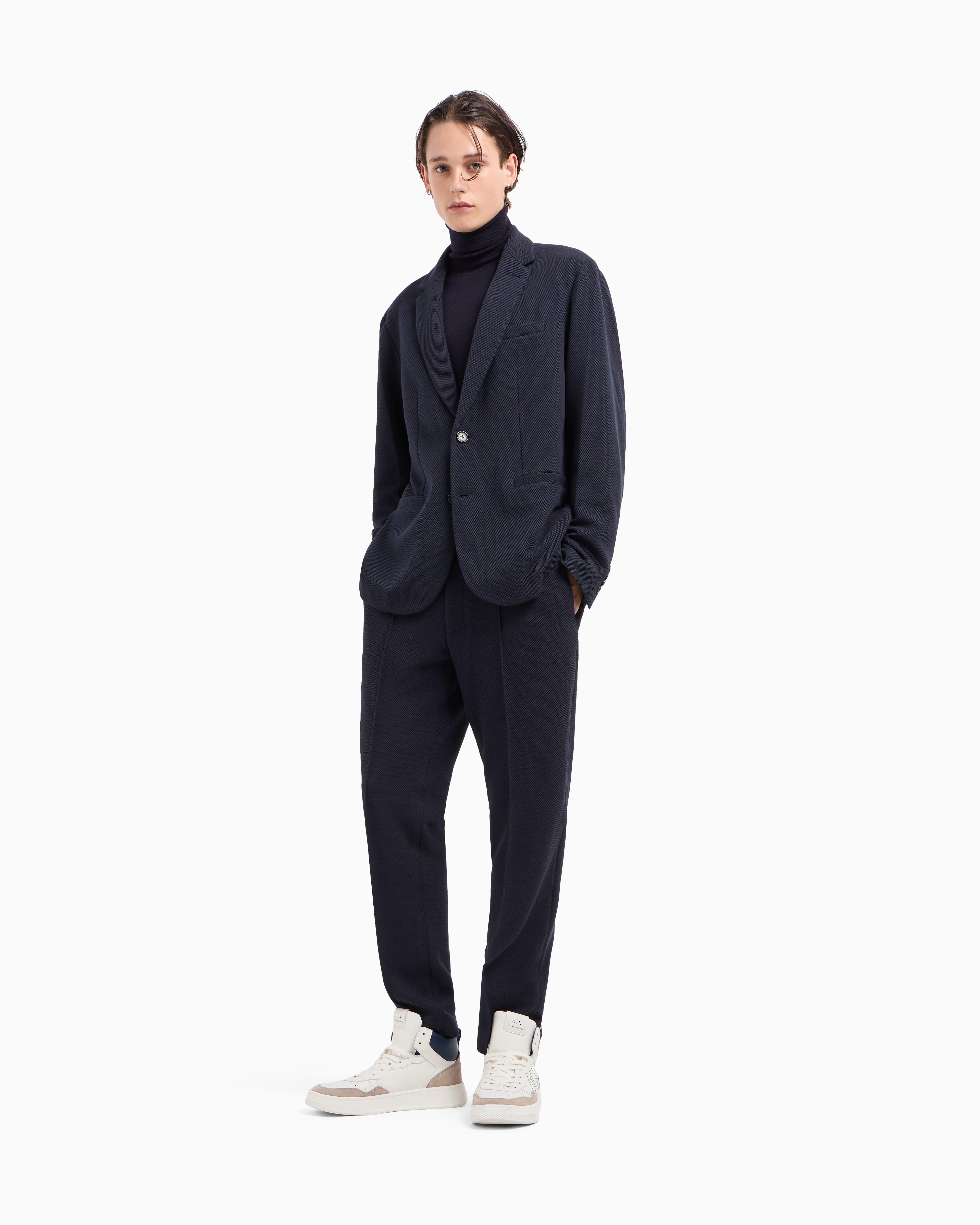 Armani Exchange - Virgin wool turtleneck sweater, Man, Navy Blue, Size: