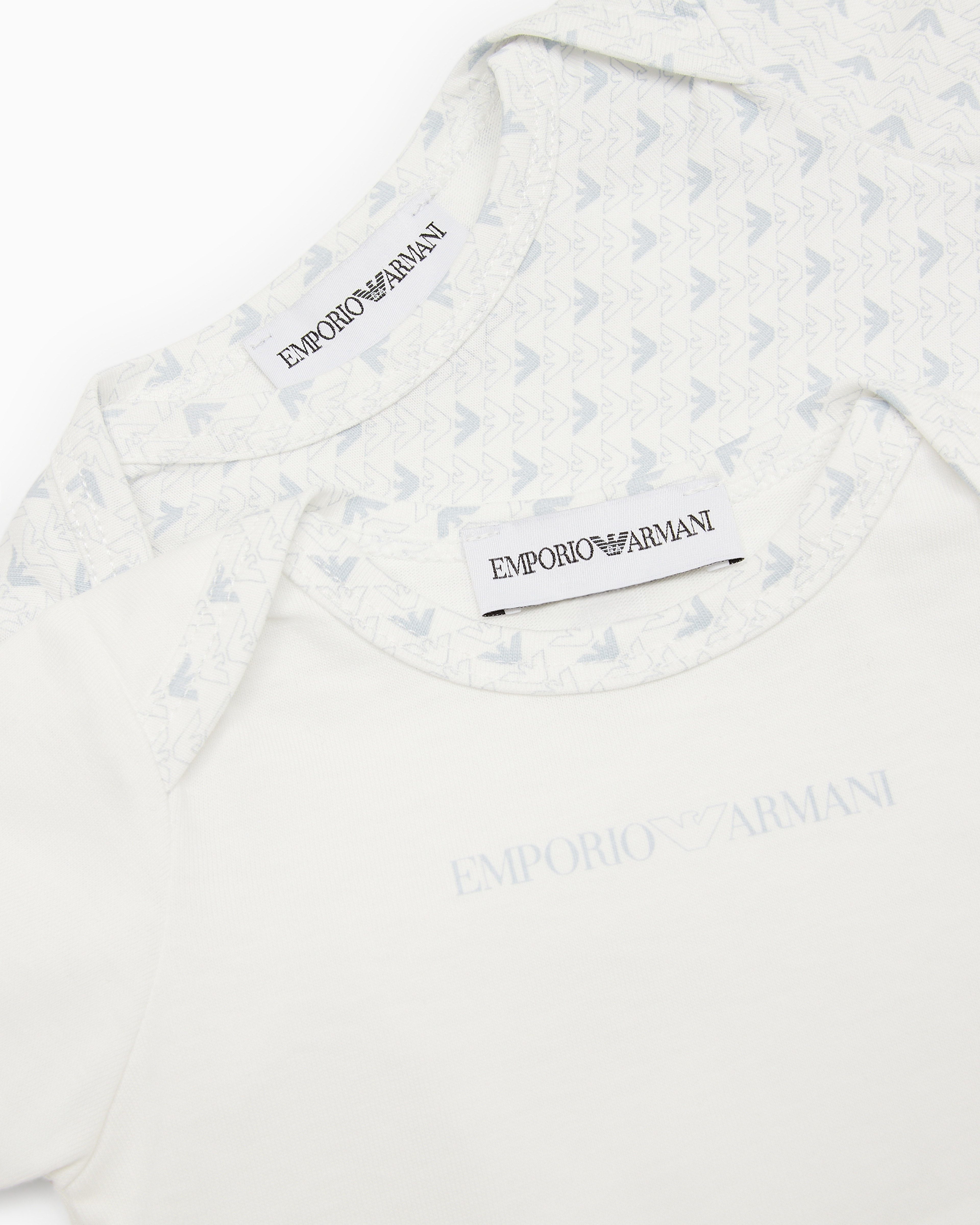 Emporio Armani - Pack of two jersey bodysuits with op-art eagles and logo, Unisex Junior, Light Blue, Size: