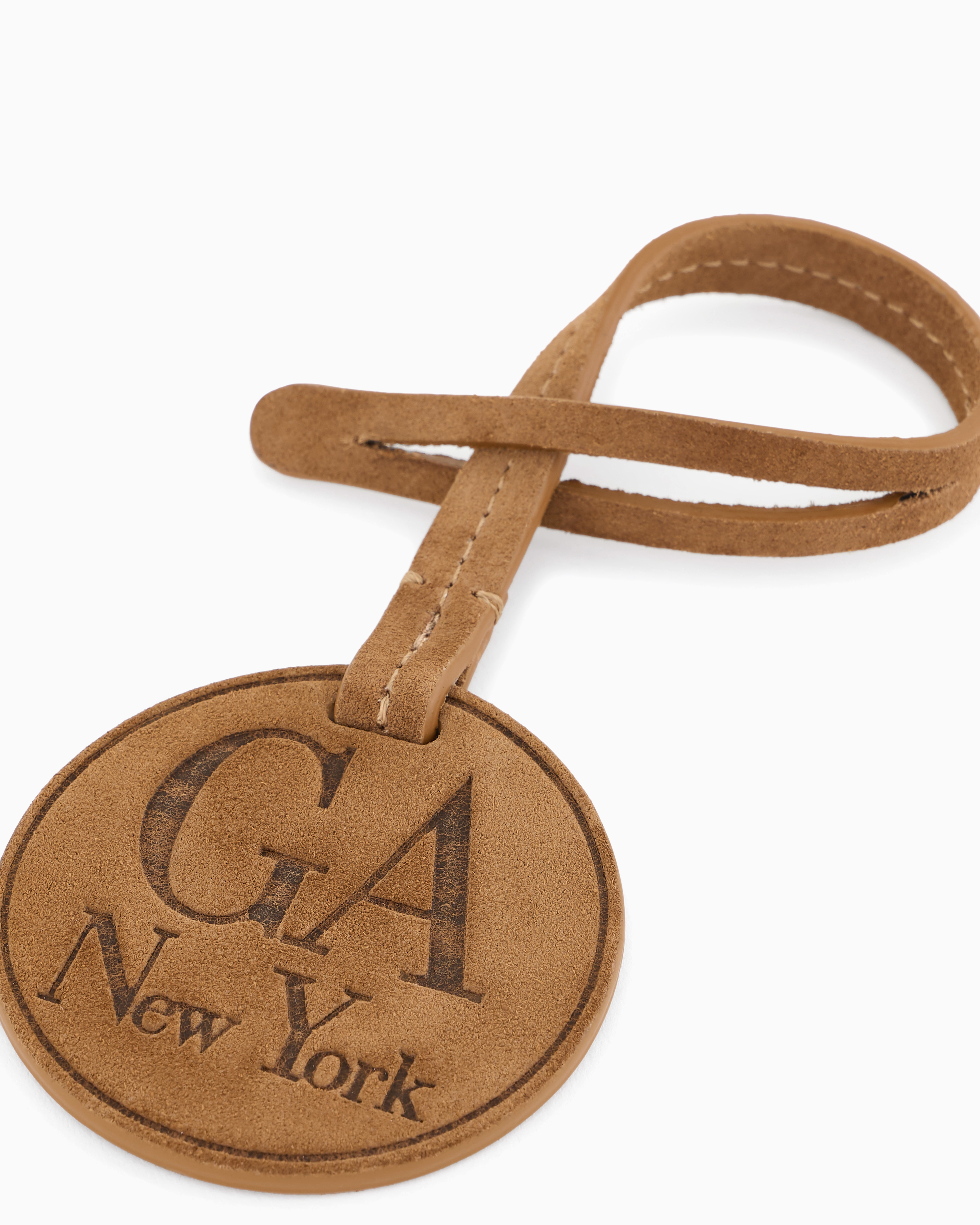 Giorgio Armani Suede Charm With Embossed Logo In Brown