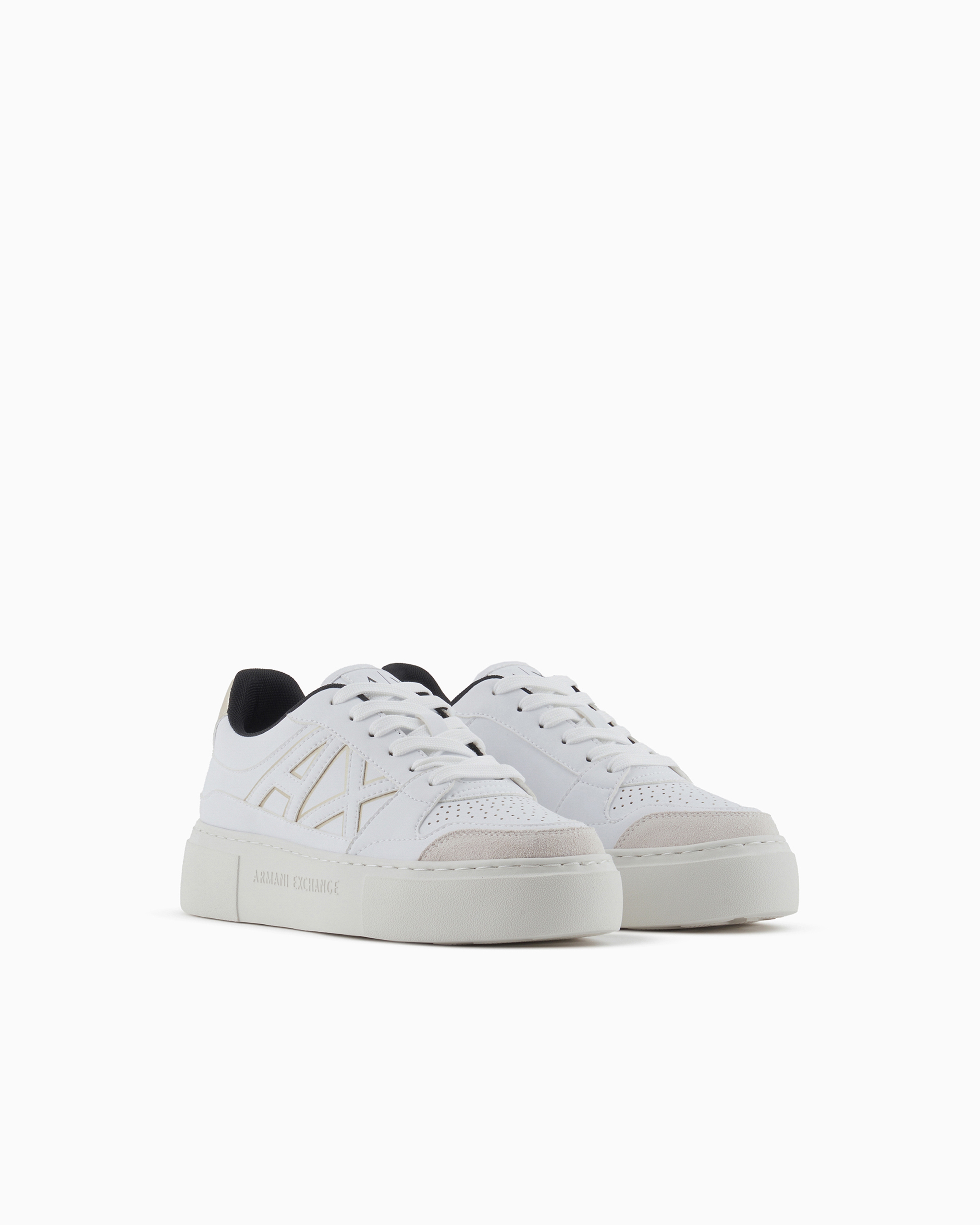 スニーカー Emporio Armani X3X187 XN850 LOGO-PRINT LACE-UP Sneakers Lace-up sneakers with allover embossed logo | Armani Exchange