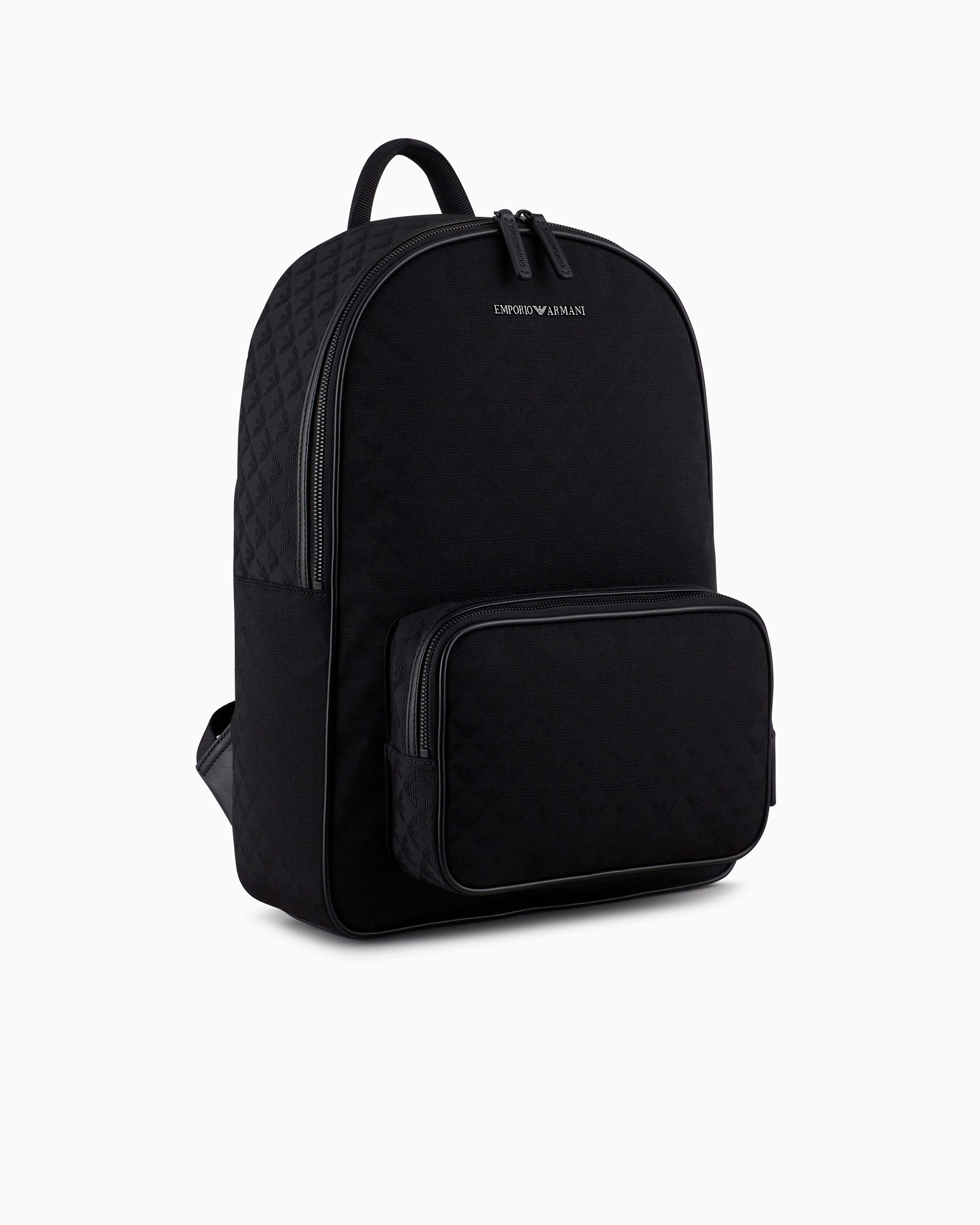 Nylon backpack with all-over jacquard eagle | Emporio Armani