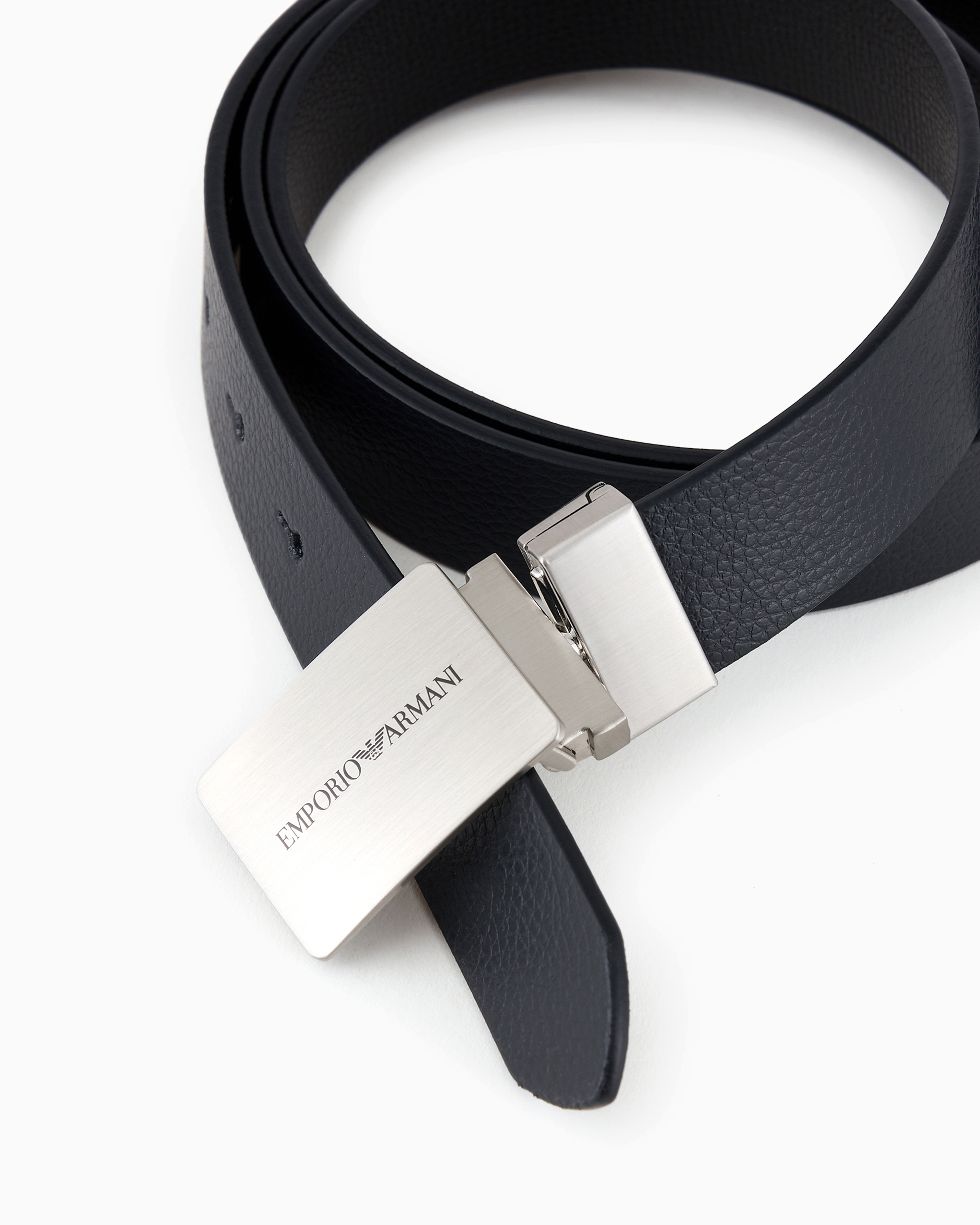 Reversible leather belt with logo buckle | Emporio Armani