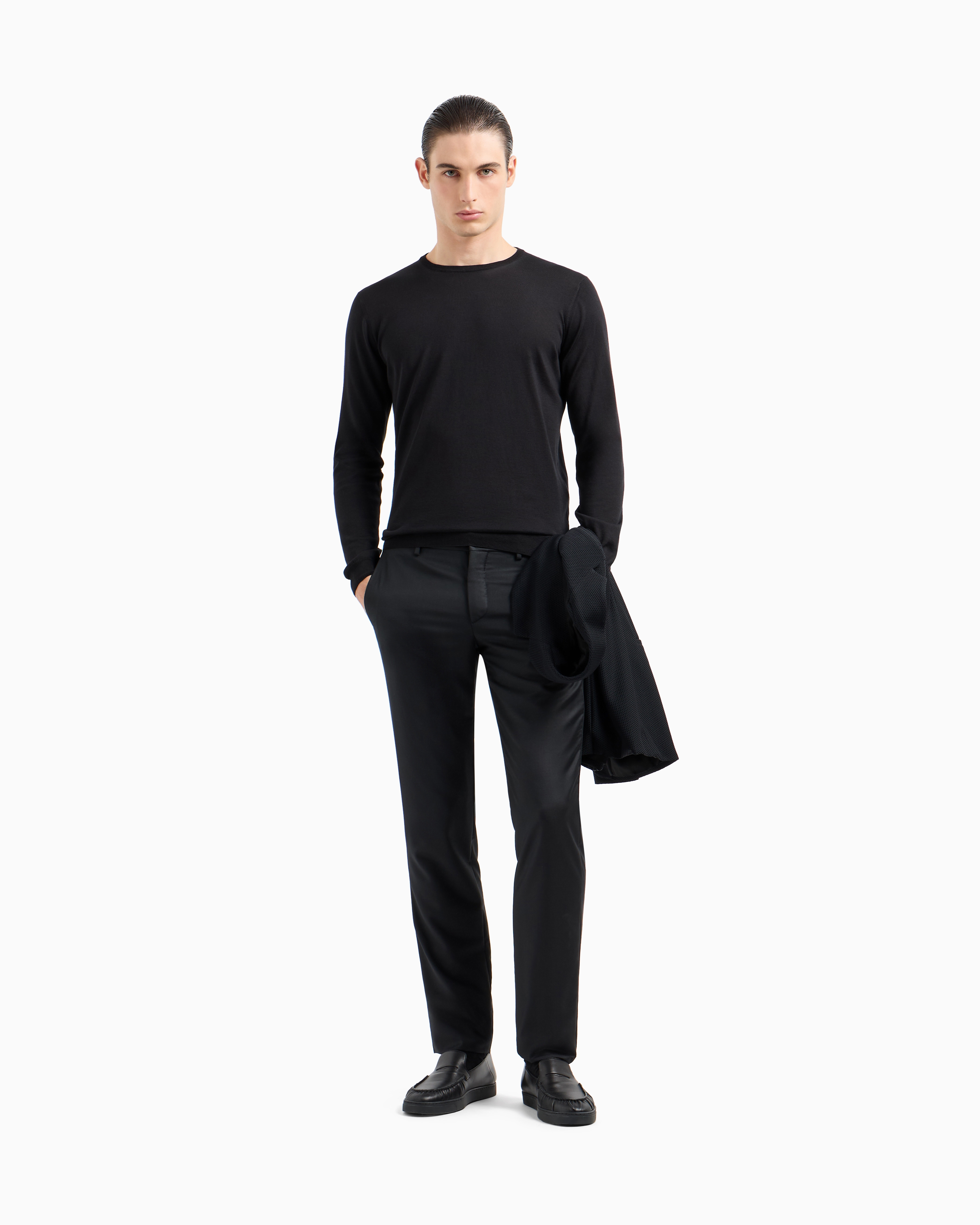 長袖クルーネックセーター シルク／コットン | Giorgio Armani