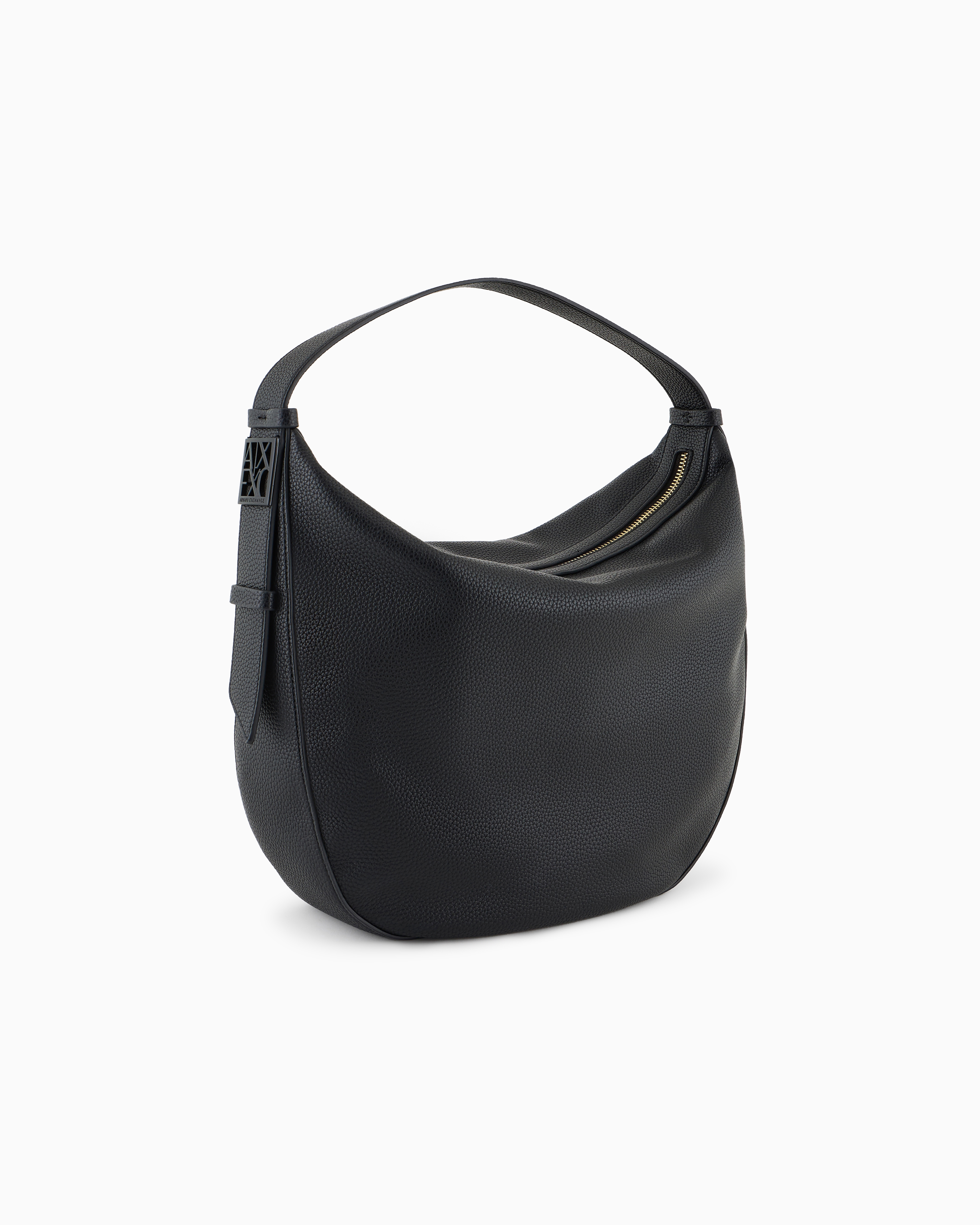 Armani Exchange - ASV Logo Hobo Shoulder Bag, Woman, Black, Size: TU