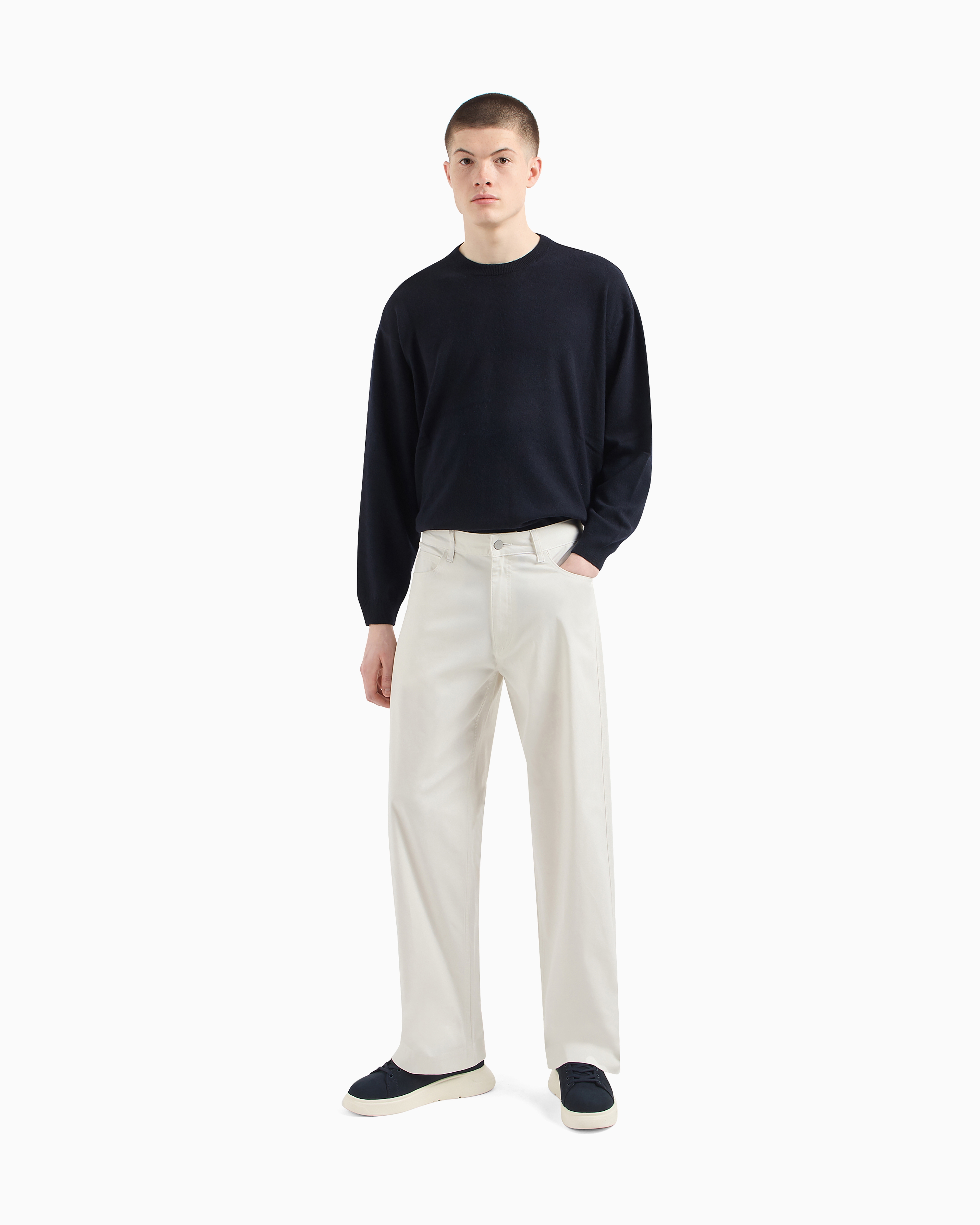 Emporio Armani - ASV Capsule five-pocket trousers organic gabardine, Man, White, Size: