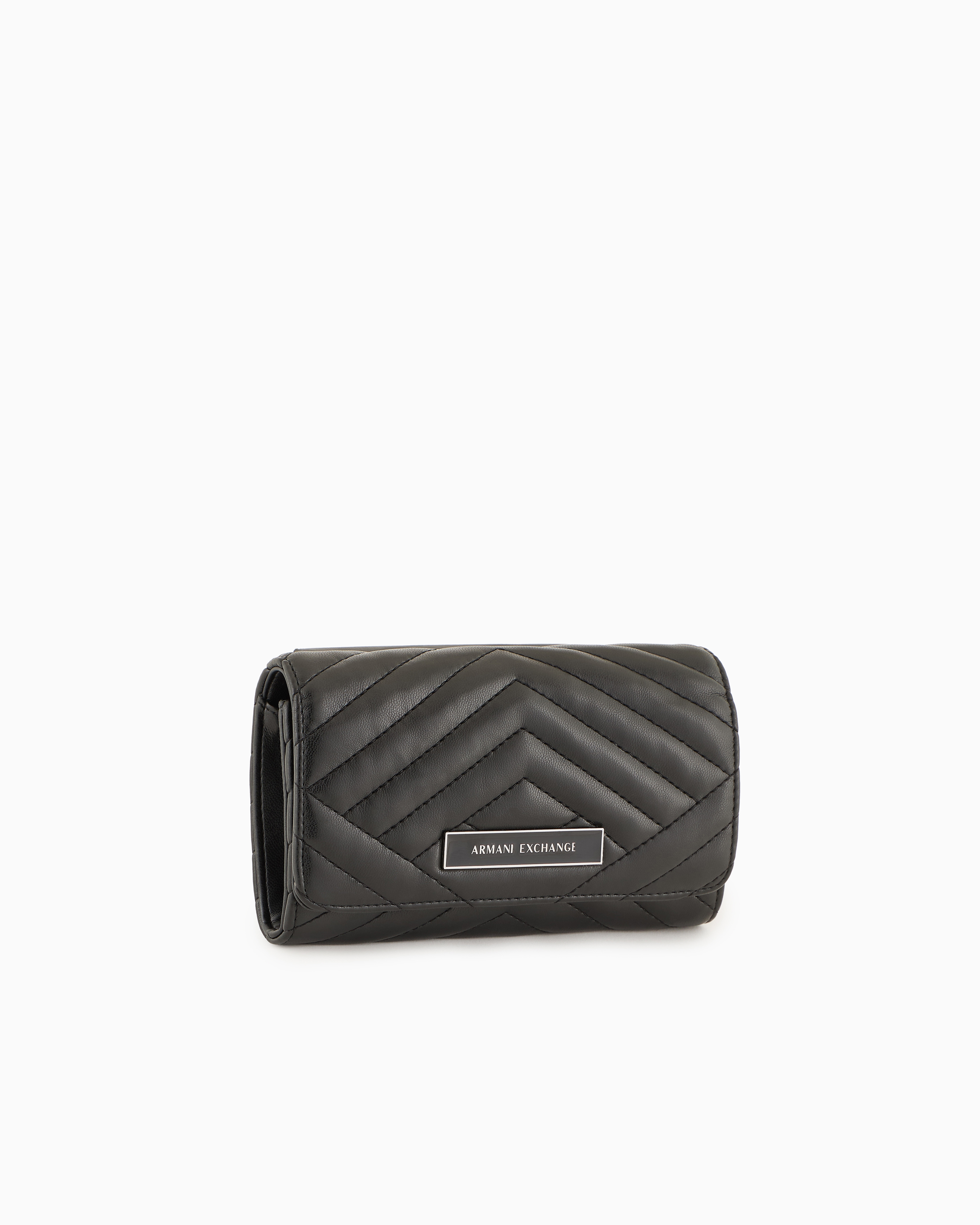 Armani Exchange - Wallet with flap and quilted shoulder strap, Woman, Black, Size: TU