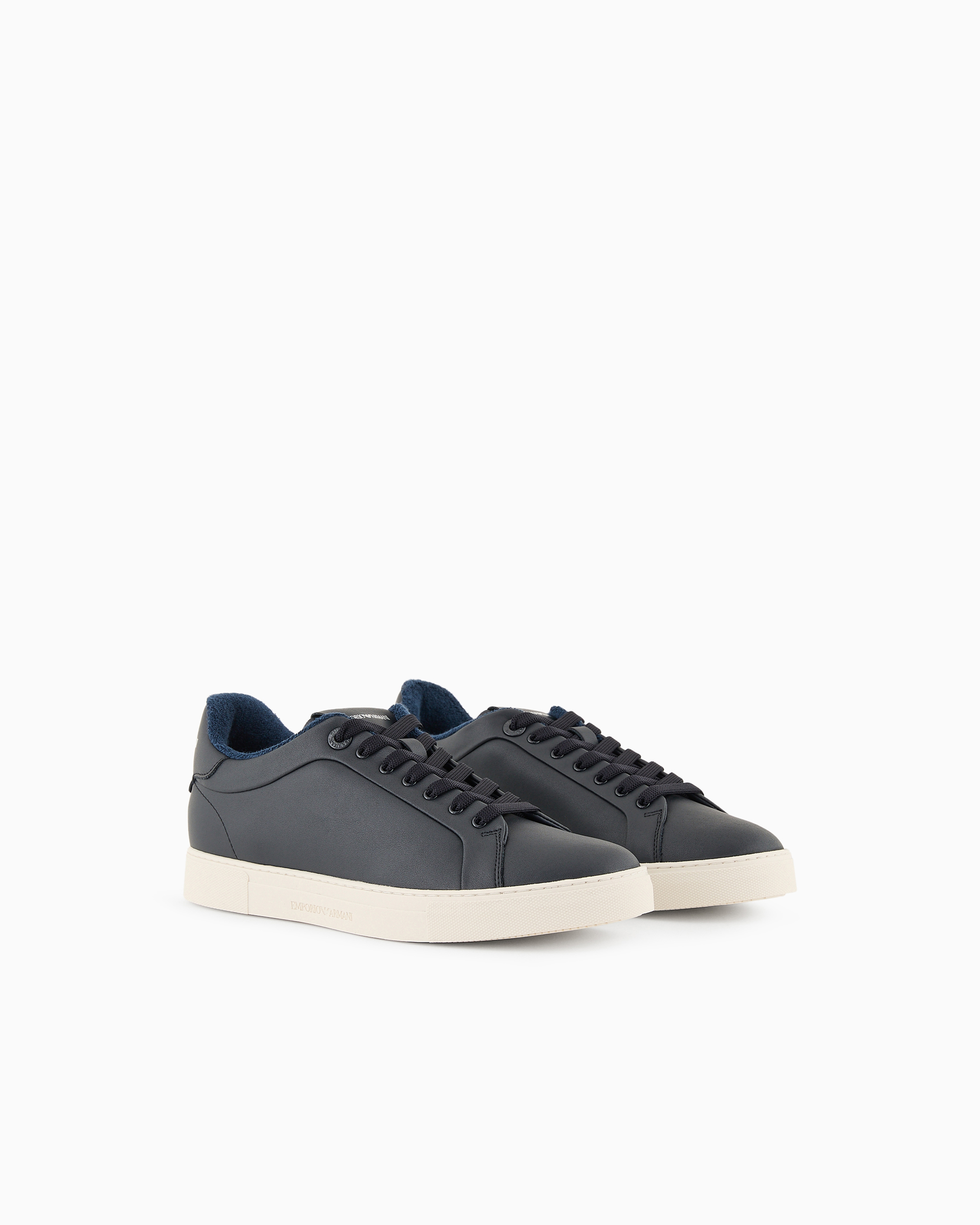 【関税込み】Emporio Armani ブラック サプルレザー スニーカー スニーカー ソフトレザー | Emporio Armani
