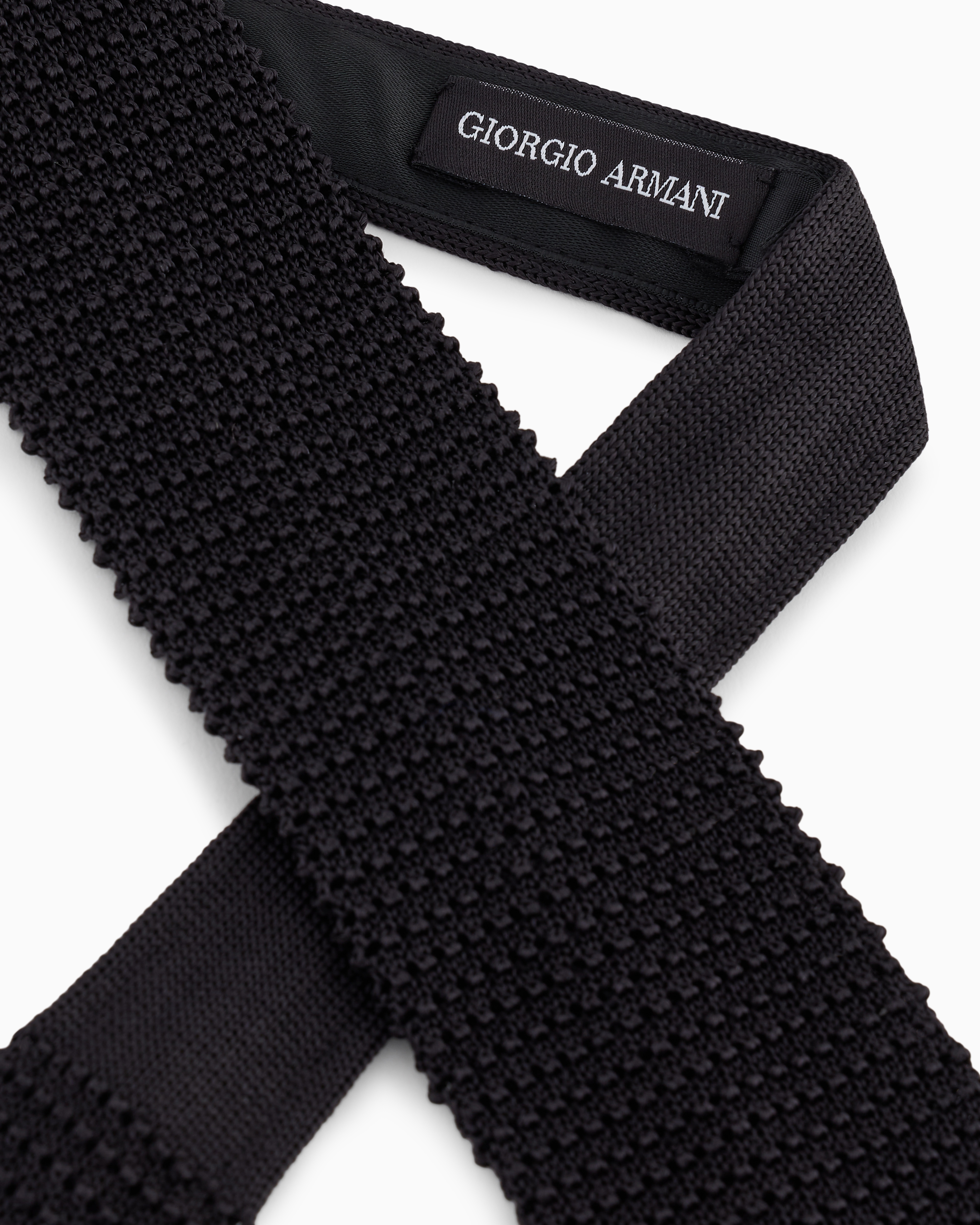 Giorgio Armani Silk Tricot Tie In Black