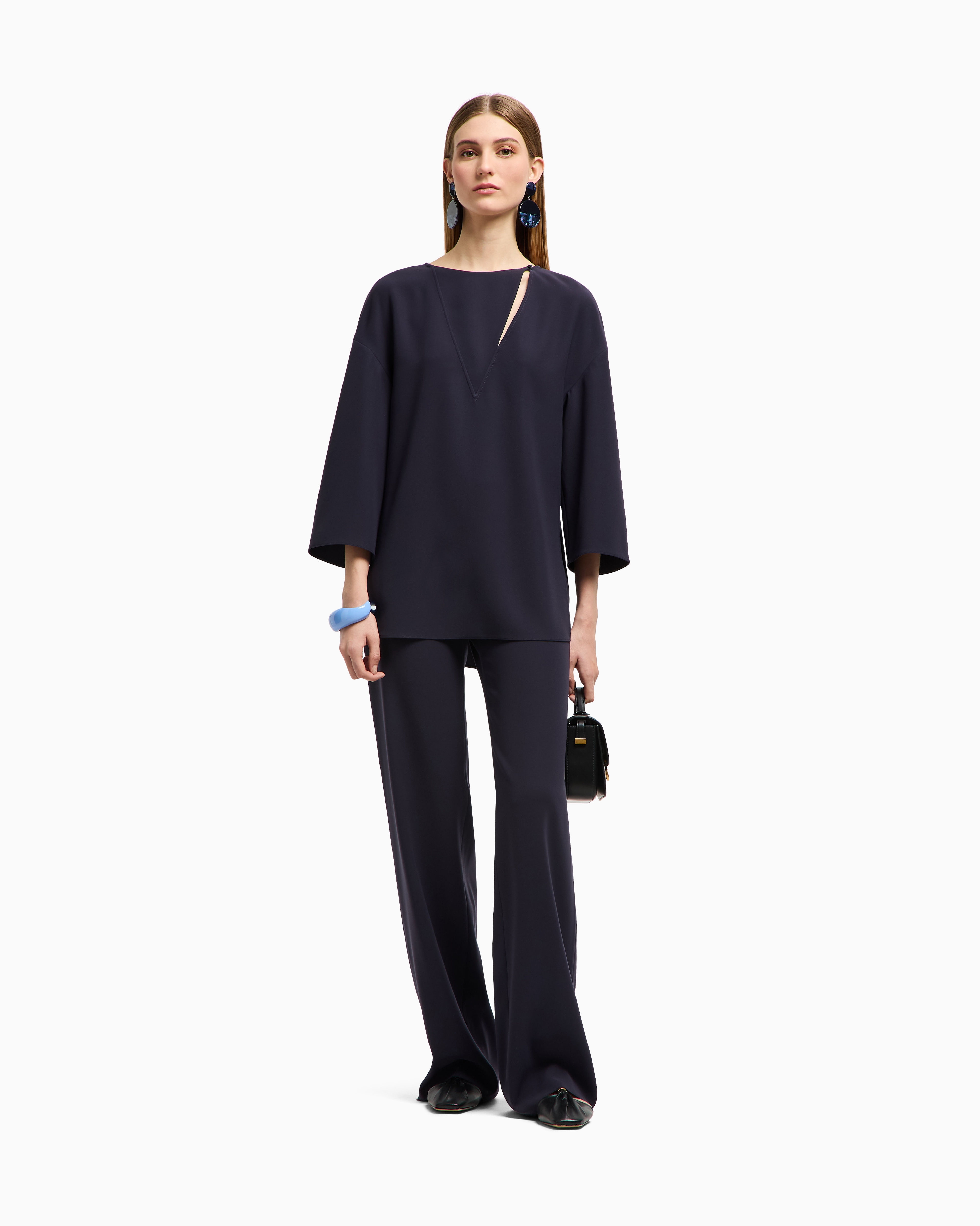 パンツ EMPORIO ARMANI Woman Pants Blue EW001145AF10206 UB115 Emporio Armani EMPORIO ARMANI Women Straight Pants EW001145