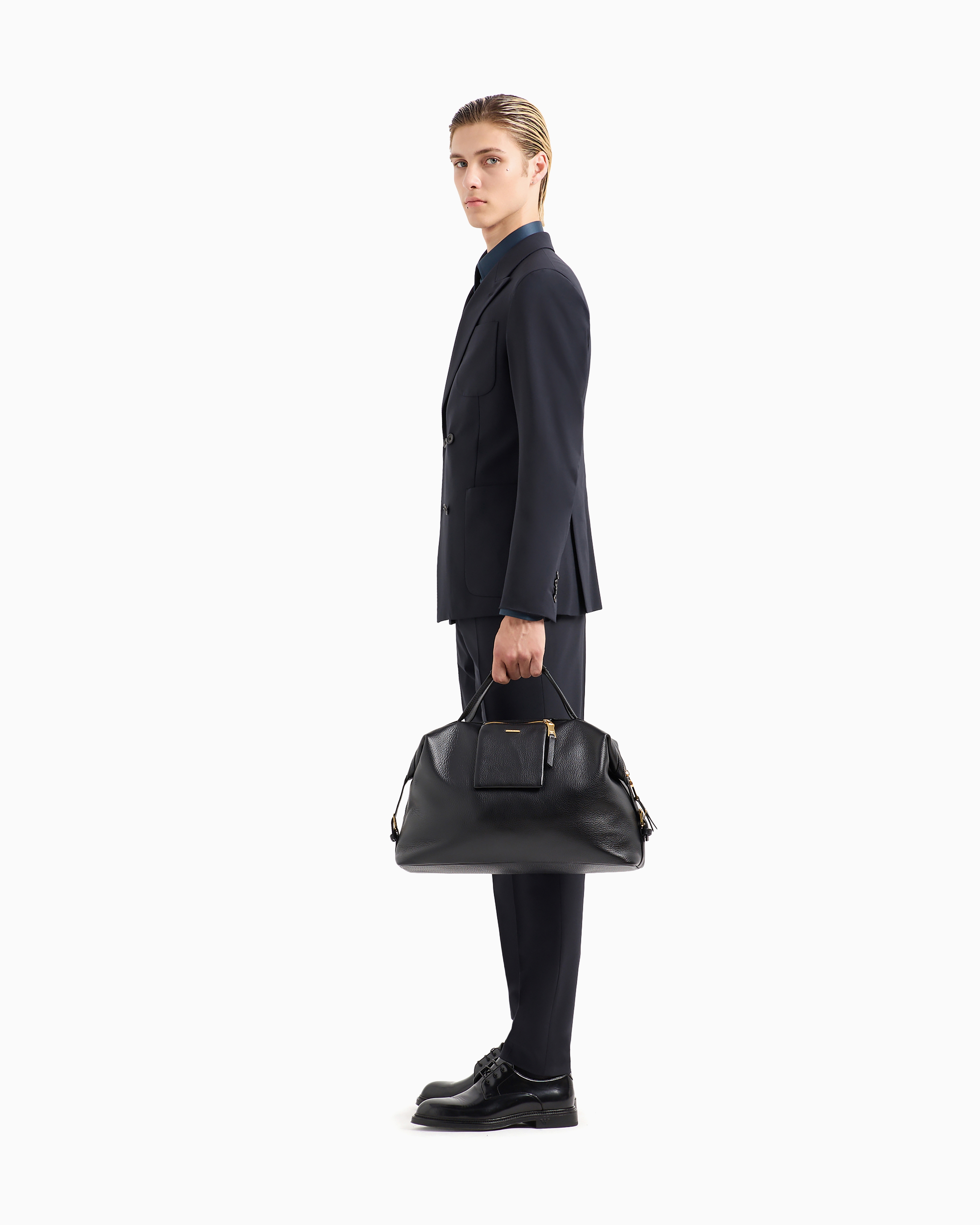 EMPORIO ARMANIダブルウールセットアップスーツ グレー/CW215 ダブルブレストスーツ バージンウール2WAYストレッチキャンバス
