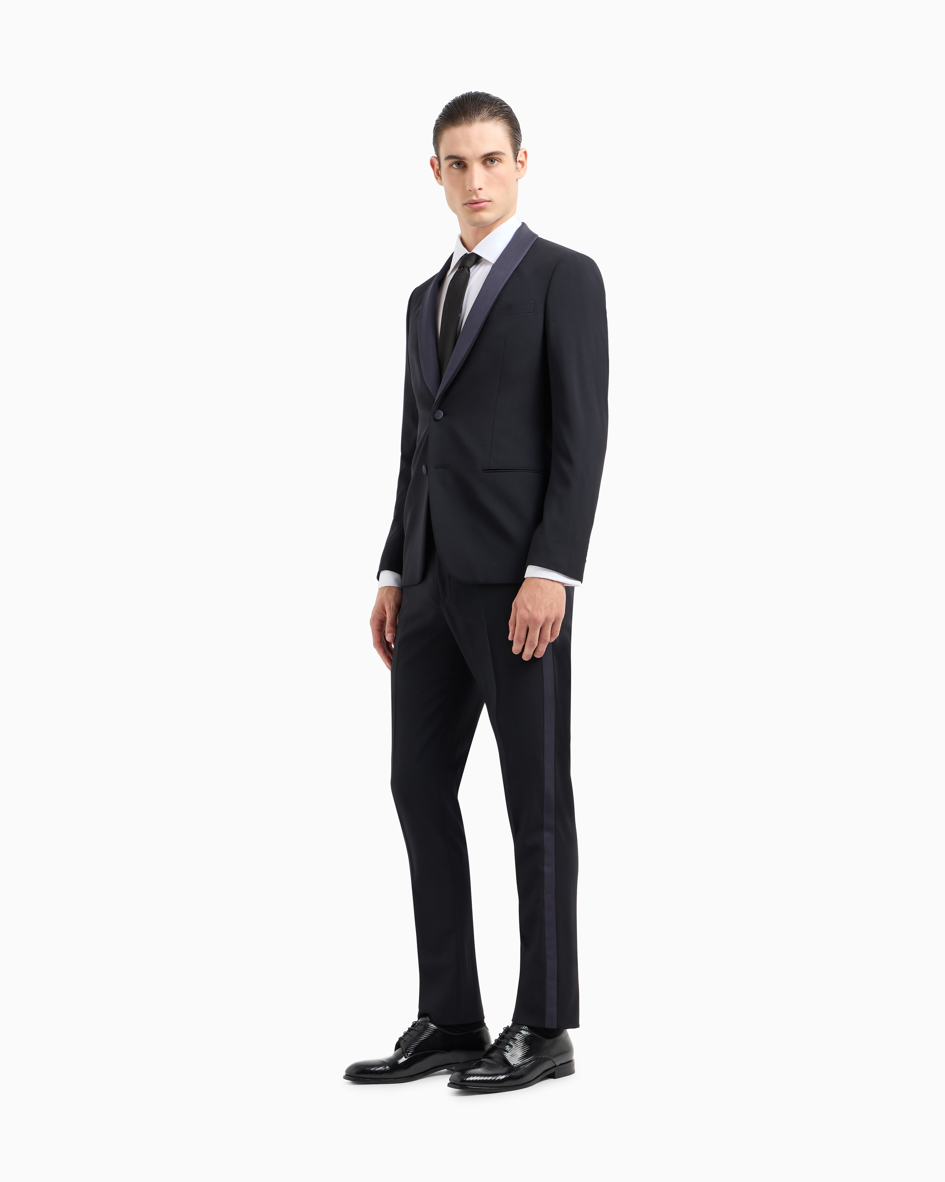 レギュラーフィットシャツ コットン製 光沢仕上げ | Giorgio Armani
