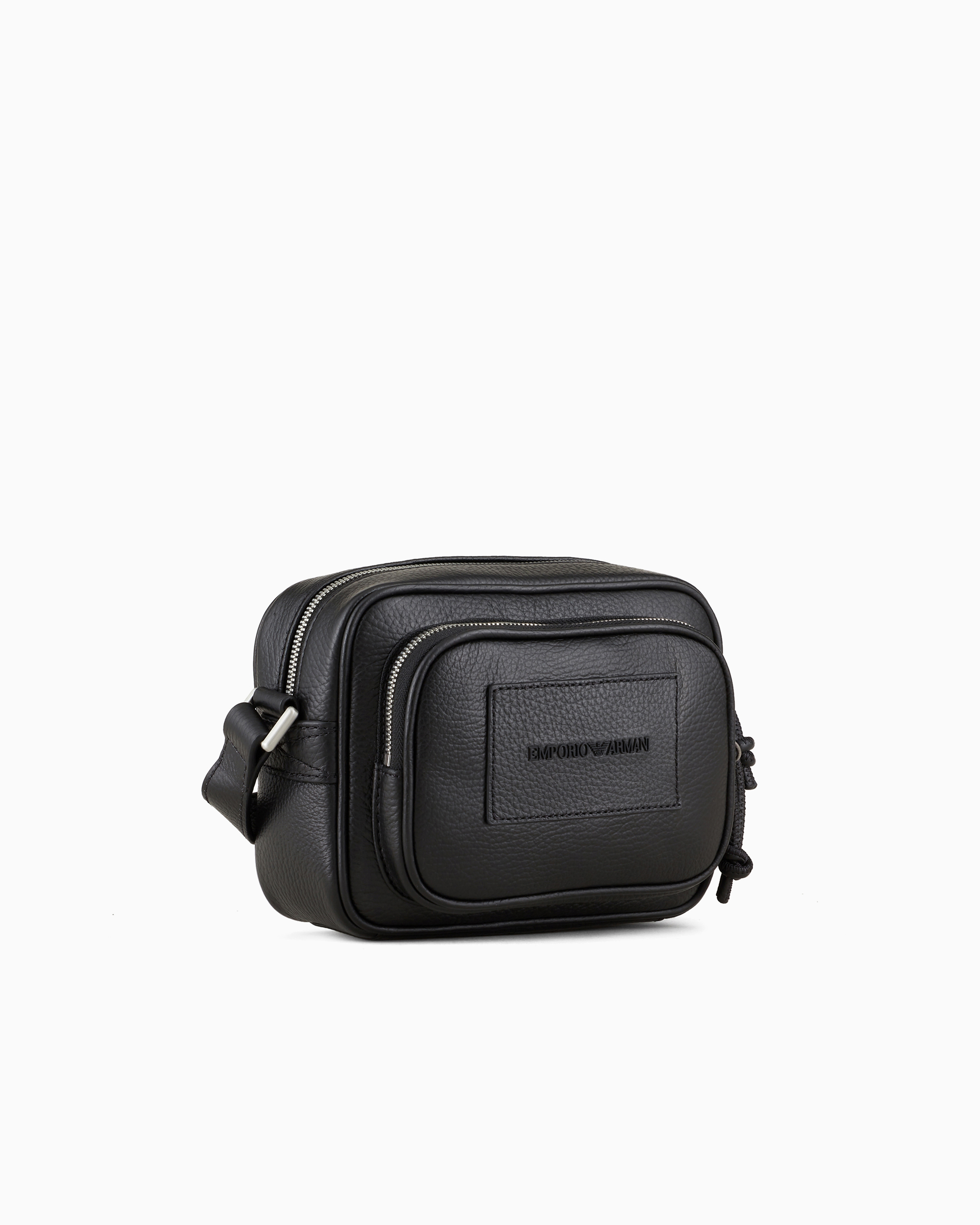 Tumbled-leather camera case with shoulder strap | Emporio Armani