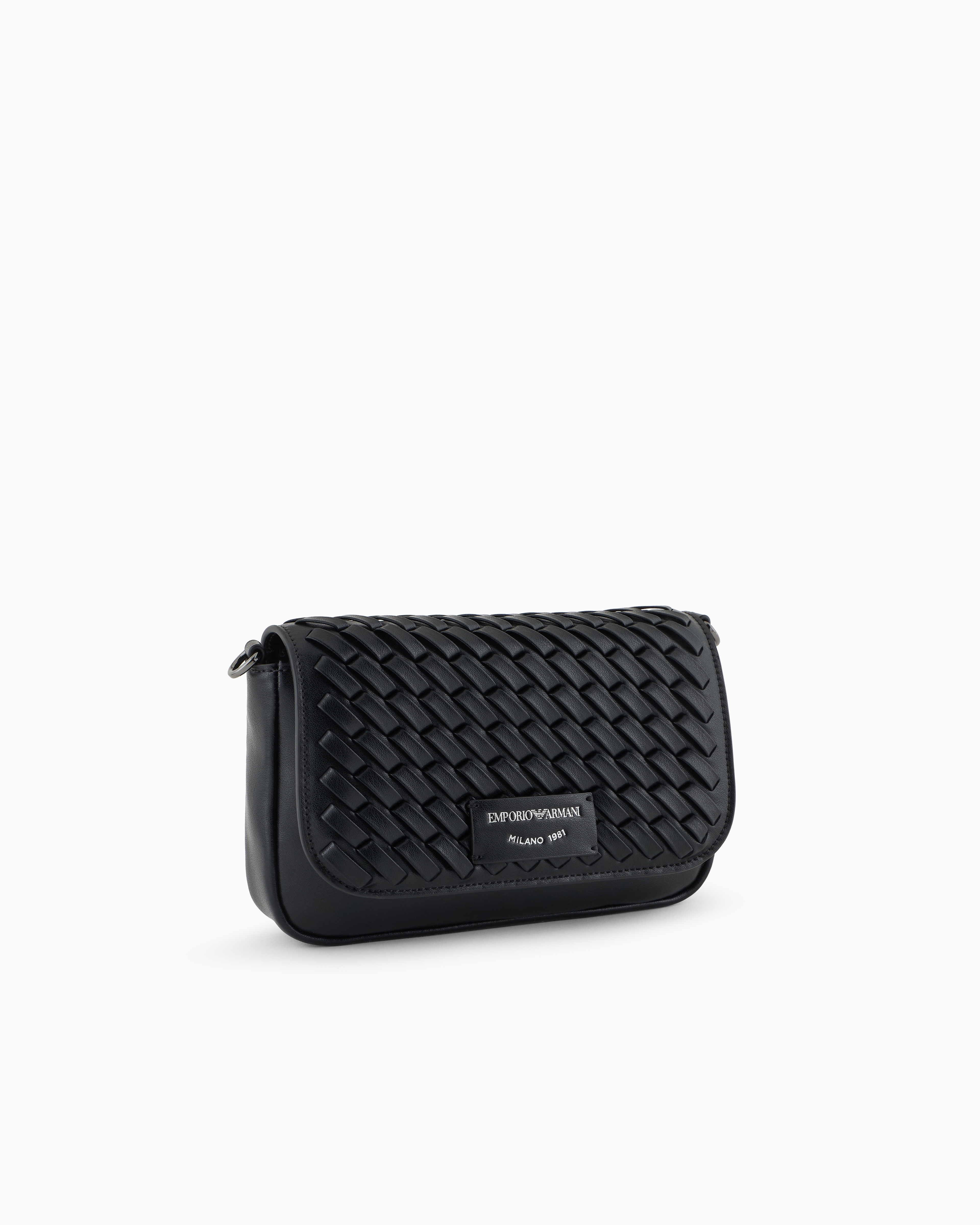 Mini bag in interwoven leather with chain shoulder strap